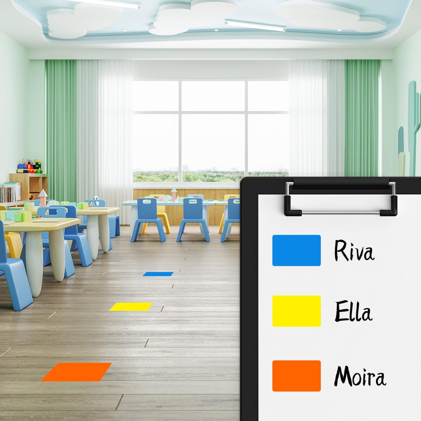 Rectangle Labels Sticker 3×5 Inch Vinyl Floor Stickers Color Coding Name Tags Roll Removable 200 PCS, Fluorescent Yellow