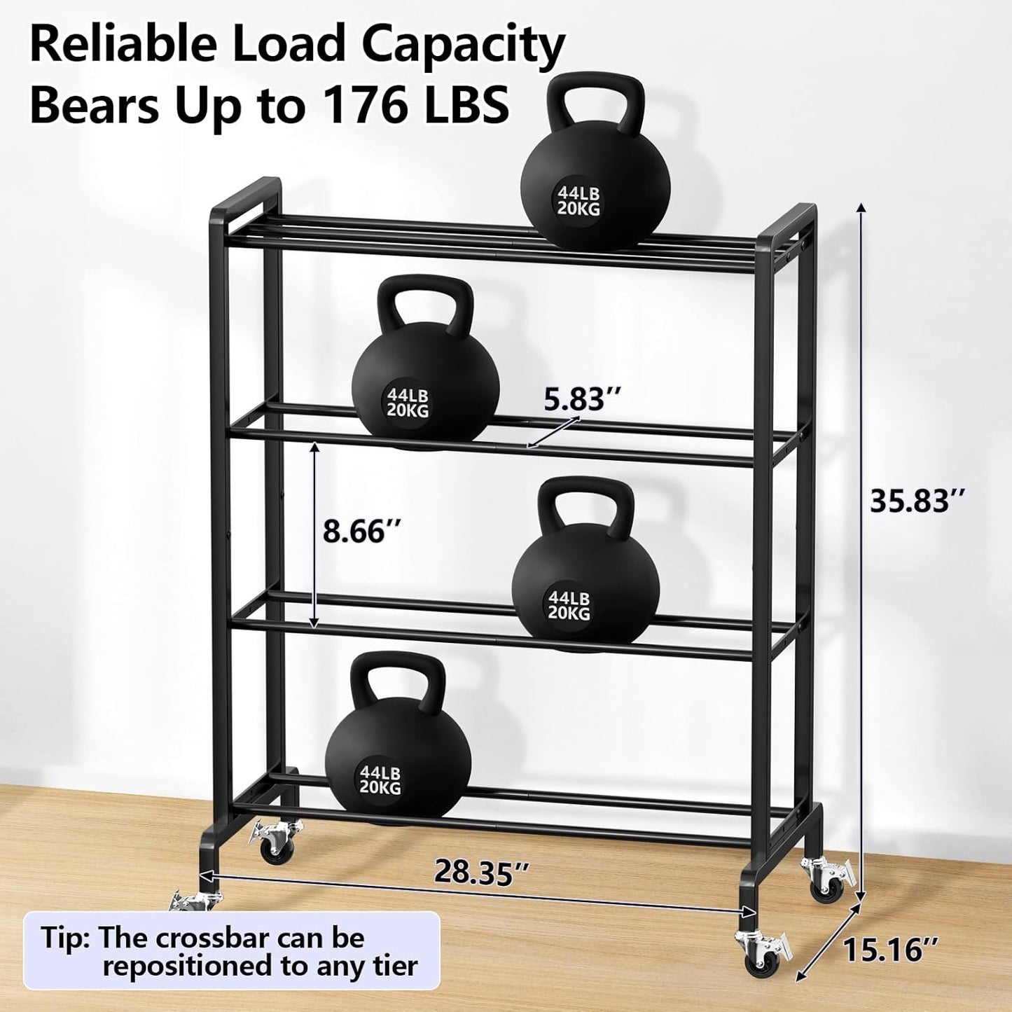 ANASTA 3D Printer Filament Storage Rack, Heavy Duty Filament Rack with Wheels, 4-Tier Metal Filament Holder Rolling Cart for Organization, 50 Spools Large Capacity Shelf for 3D Printing Home Studio