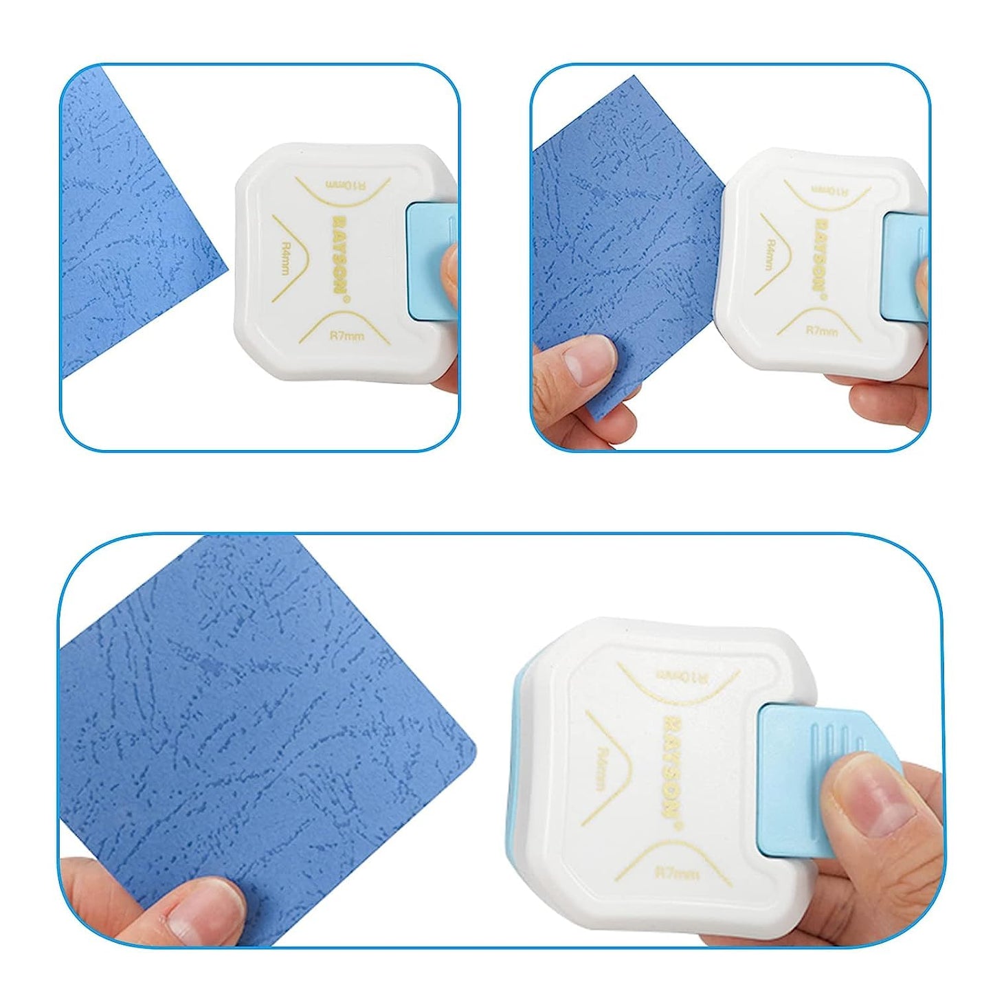 RAYSON CR05W 3 in 1 Corner Cutter, 4mm 7mm 10mm 3 Way Corner Rounder Paper Punches for Paper Craft, DIY Projects, White