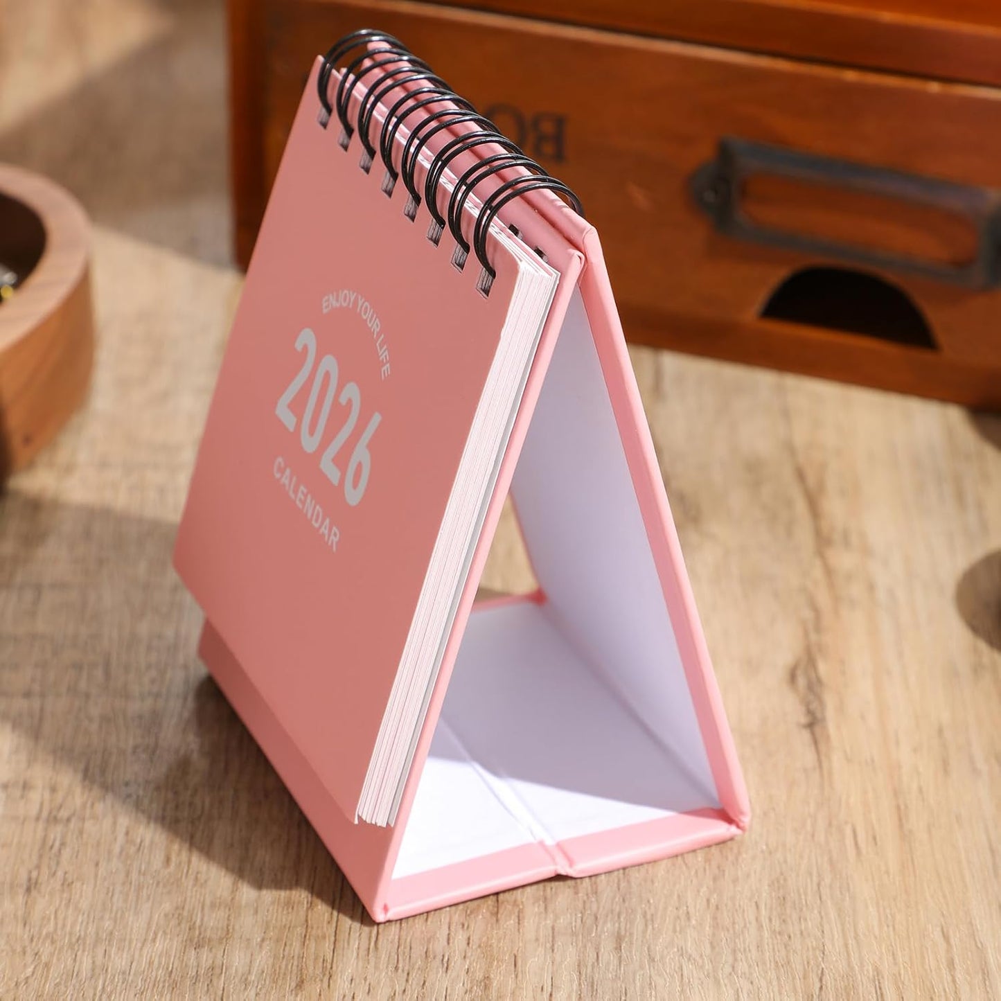 Mini Desk Calendar 2025-2026 - July 2025 to Dec 2026 Small Desktop Calendar Mini Daily Schedule Thick Paper Twin-Wire Binding with Stickers for Home Office School (Mini Pink)