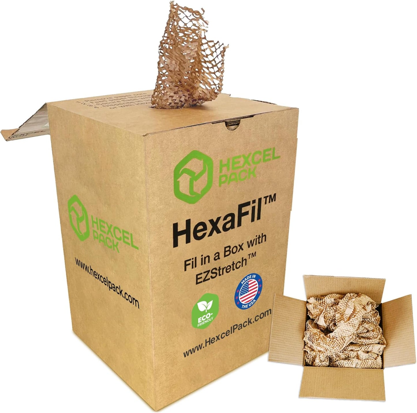 HexaFil Honeycomb Packing Paper - Eco-Friendly, Sustainable Filler for Shipping and Moving, Cushioned Packing Material in Dispenser Box, Alternative to Bubble Wrap - Natural, 12" x 1700'