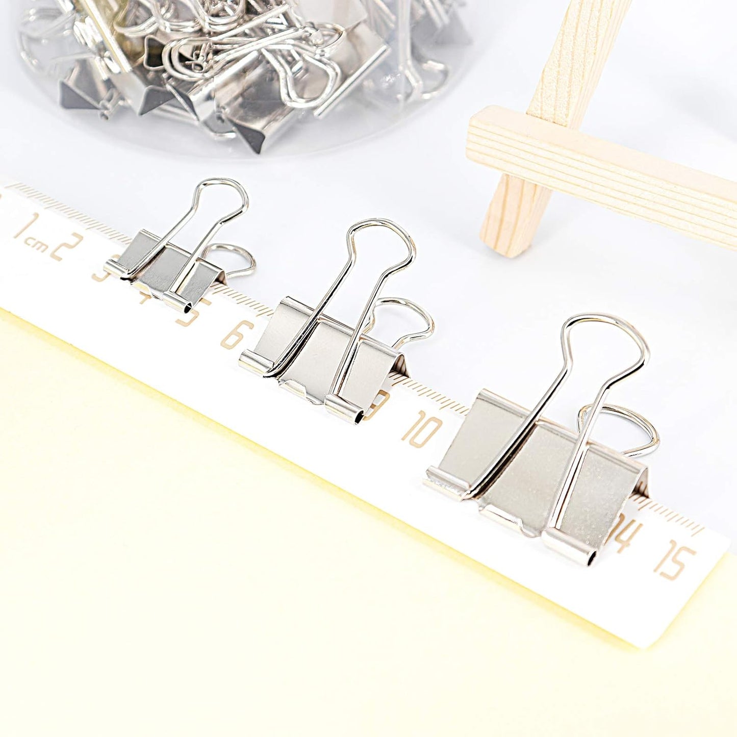 Silver Binder Clips Paper Clamps, Assorted Sizes Set (Small, Medium, Large) for Office School and Home Supplies (New Version)