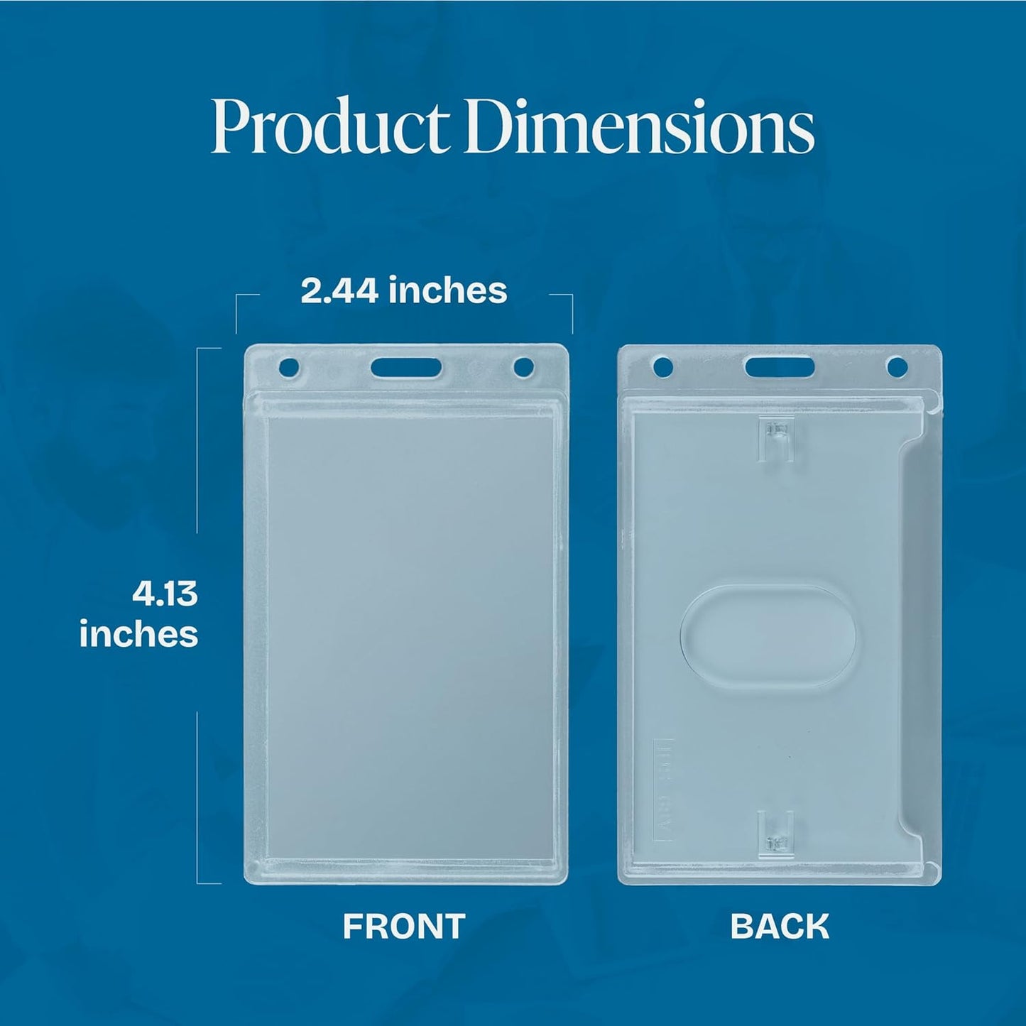 Will Well Vertical Badge Holder for Lanyards and Keyrings - Hard Transparent 4.13" x 2.44" Protector for IDs, Cards, and Cash, Fits in Pocket, with 3 Mounting Holes for Easy Display - 6-Pack, Clear