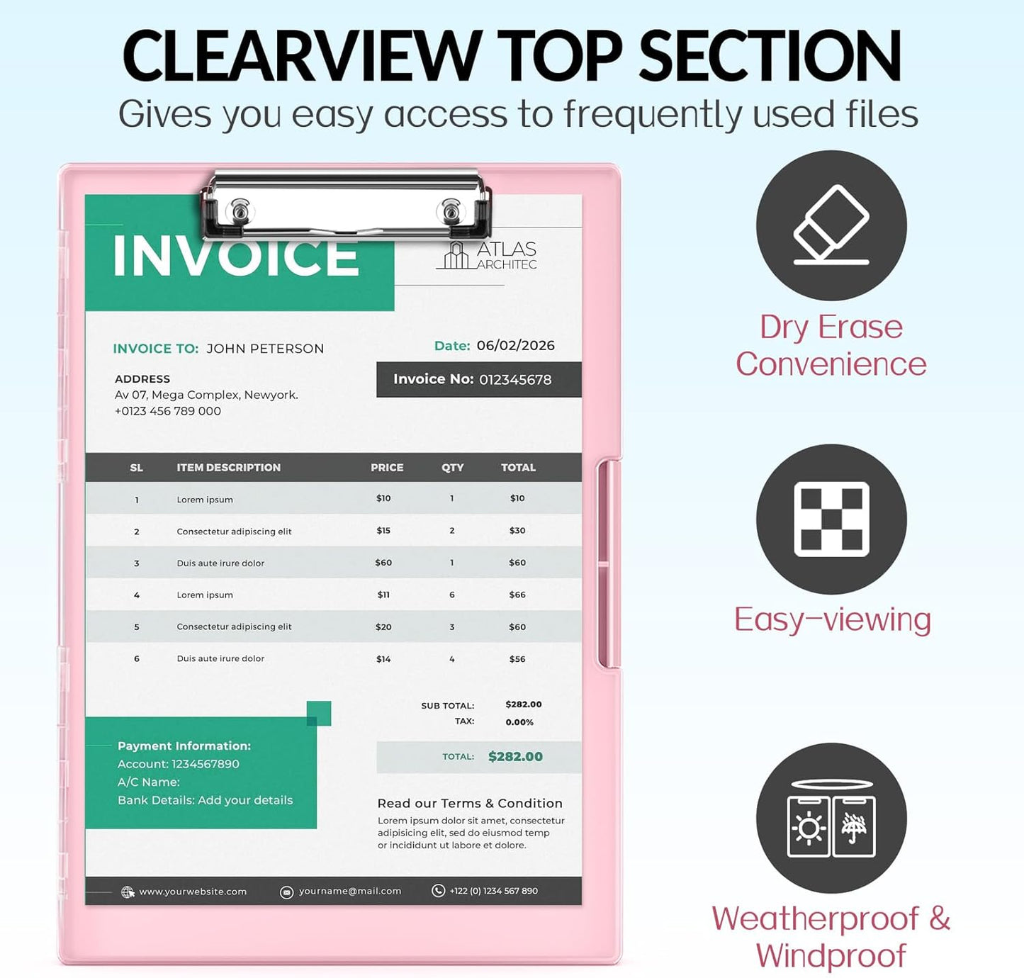 Sooez Clipboard with Storage, Heavy Duty Cleaview Clip Boards 8.5x11 with Dual Storage, Dry Erase Plastic Nursing Clipboard, High Capacity Clipboards Folder for Teacher Nurse, School & Office Supplies