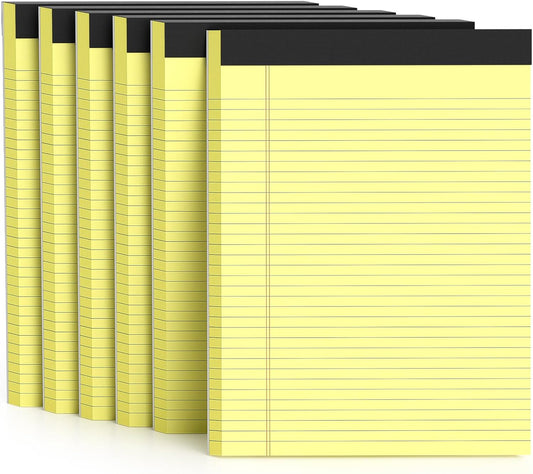 300 Sheets Yellow Legal Pads 8.5 x 11 College Ruled Paper 6-Pack Note Pads Narrow Ruled 50 Sheets per Notepad Perforated Writing Pad Durable Sturdy Back 8x11 Pads of Paper