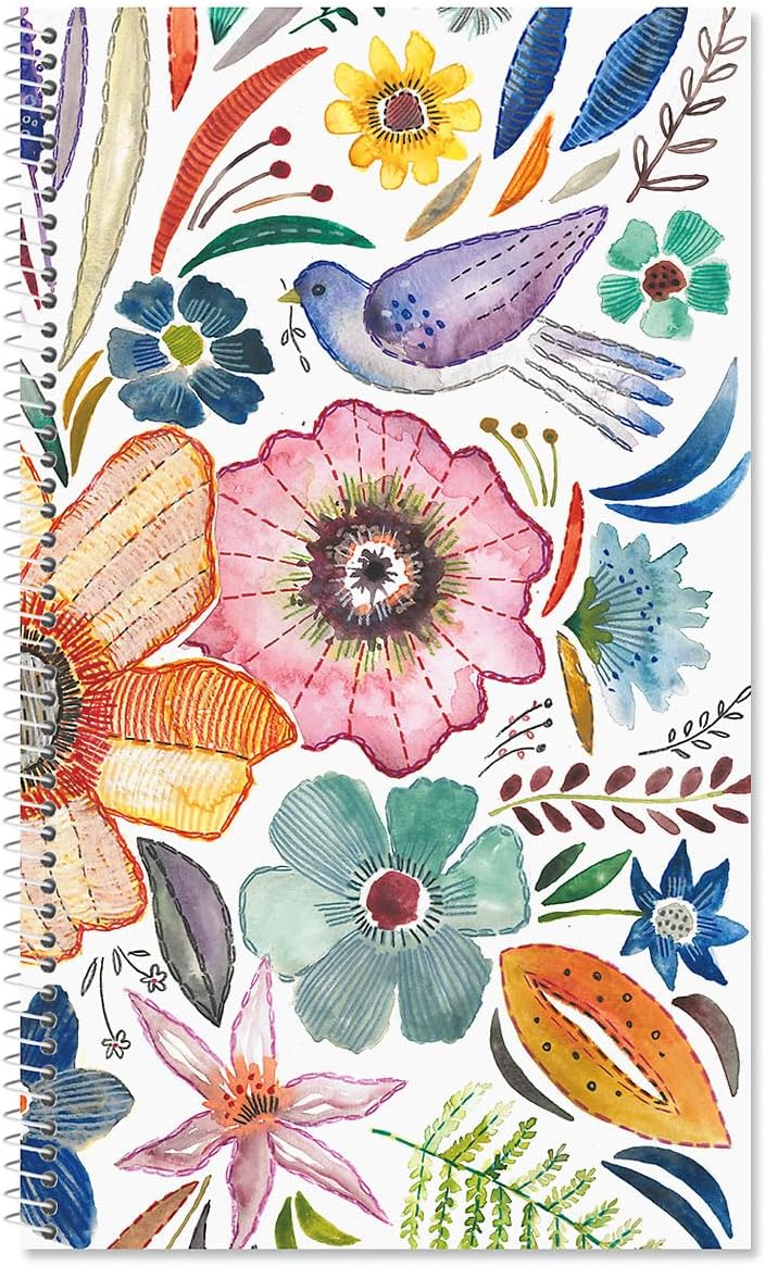 Current Embroidered Florals Password & PIN Keeper Book, 94 Pages, 5” x 8.5” Size Spiral Bound, Soft Cover Internet Organizer for Offline Website, Login, & Username Storage