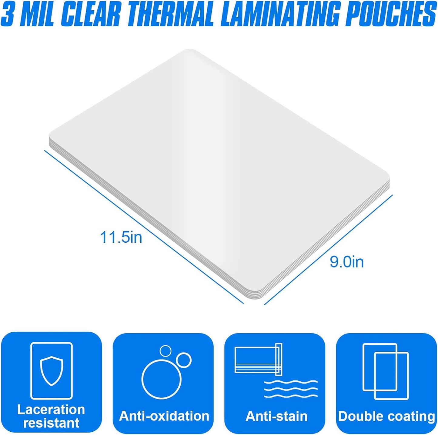 HERKKA 300 Pack Laminating Sheets, Holds 8.5 x 11 Inch Sheets, 3 Mil Clear Thermal Laminating Pouches 9 x 11.5 Inch Lamination Sheet Paper for Laminator, Round Corner Letter Size