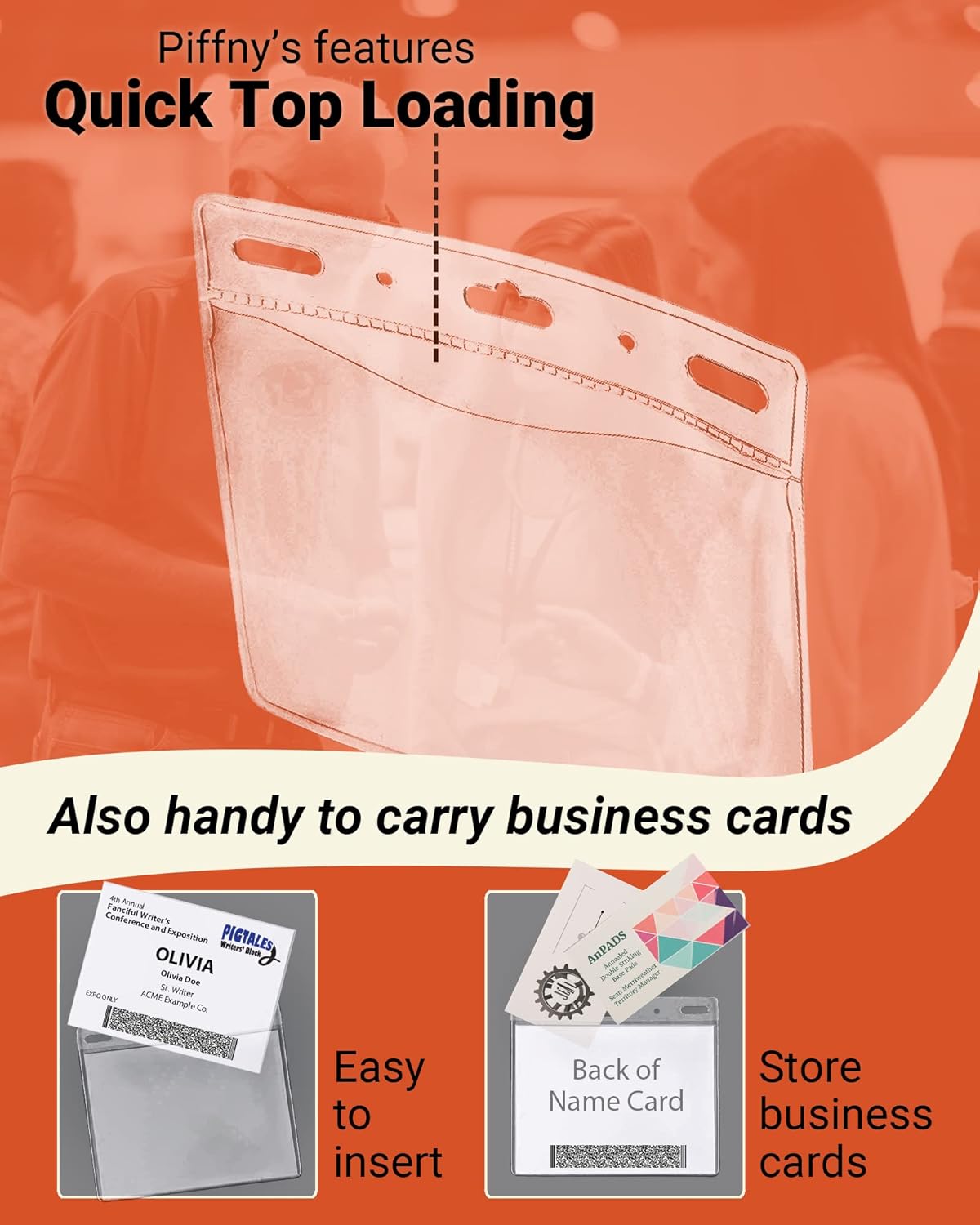 Clear ID Holder for Lanyard - ID Card Holder Waterproof (Inches, 4 x 3 Horizontal 100 Pack)