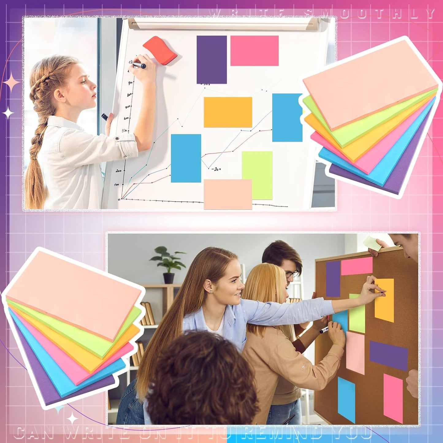 Kajaia 24 Pads Full Adhesive Sticky Notes Colorful Sticky Notes Adhesive Memo Self Stick Pads Easy to Post for Office Home School Meetings Supplies 6 Pastel Colors 80 Sheets/pad(3x5 Inches)