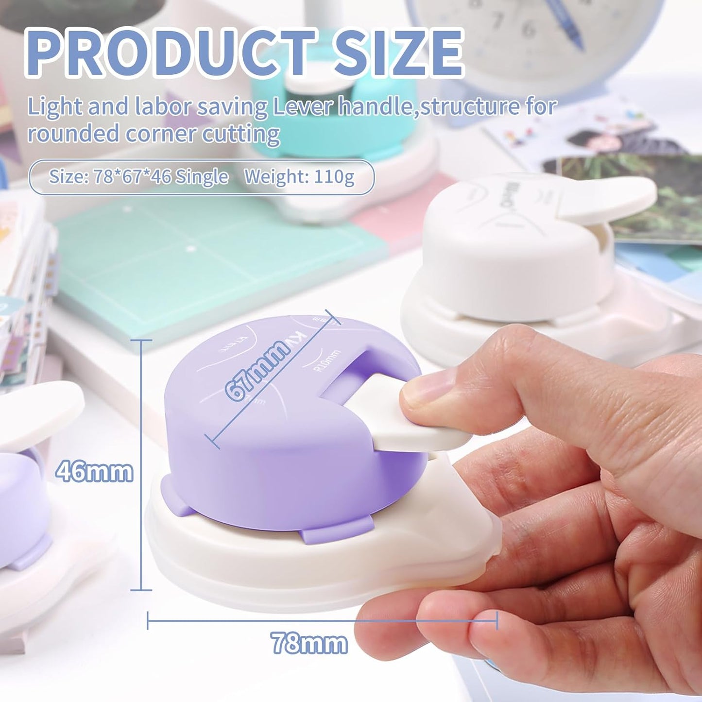 Kaluofan Corner Rounder Punch, 2024 Upgraded 4 in 1 Corner Punch (Inside Rounded Corner+R4mm+R7mm+R10mm), Paper Corner Rounder, Punches for Crafts, DIY Projects, Photo, Card, Scrapbooking Making