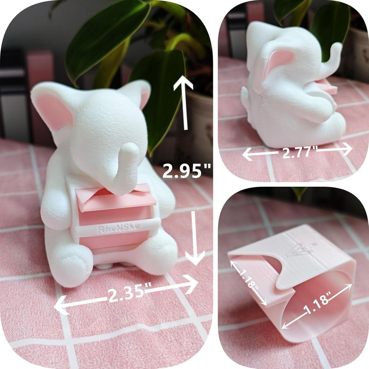 Elephant Stamp Roll Dispenser - Postage Stamp Holder for Roll of 100 Stamps, Stamps NOT Included, 1.18" Core, White, C02