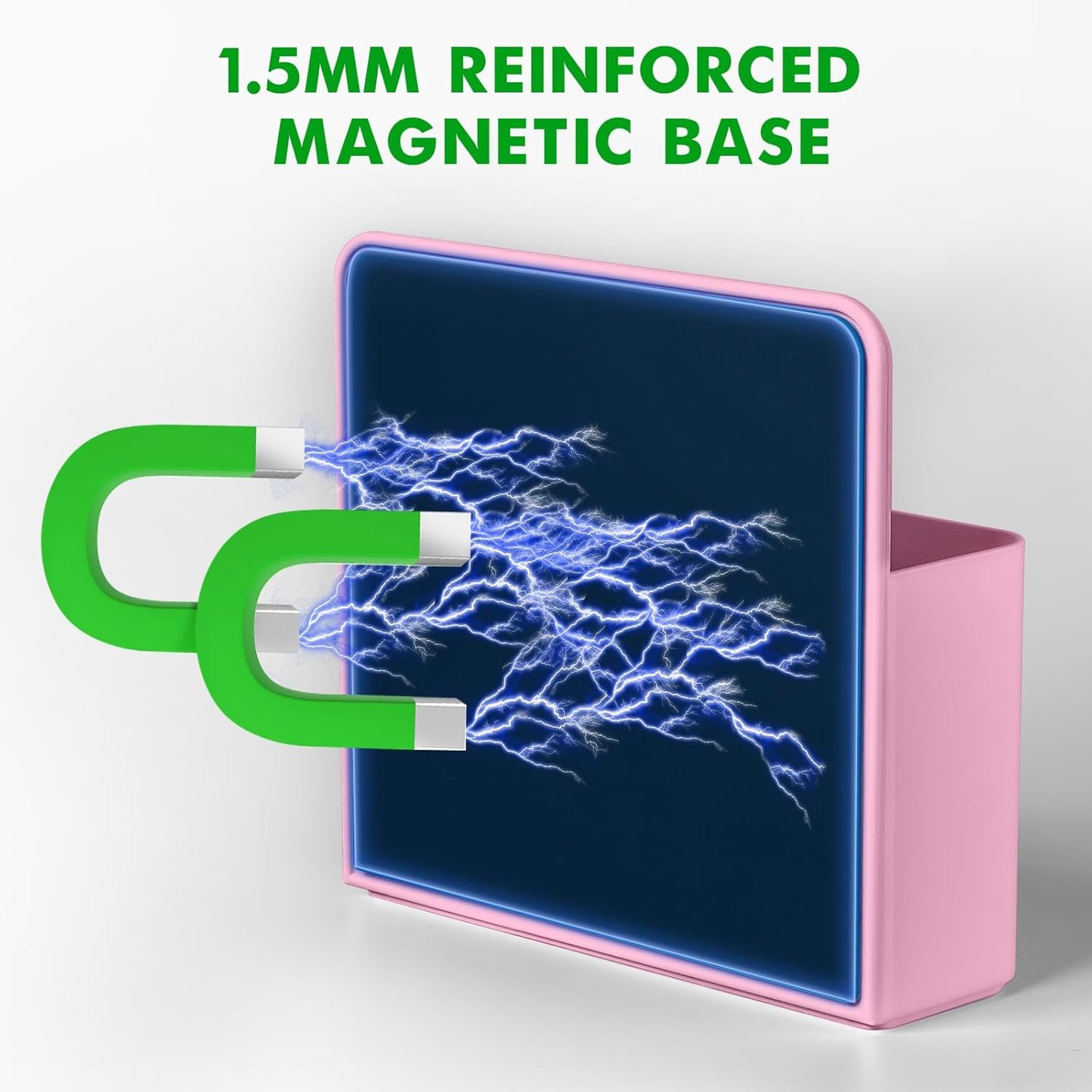 2 Pcs Magnetic Dry Erase Marker Holder for Whiteboard, Plastic Magnetic Pen Holder for Refrigerator Fridge, Magnet Pencil Cup for School Classroom, Locker Accessories, Pen Cup Organizer-Pink