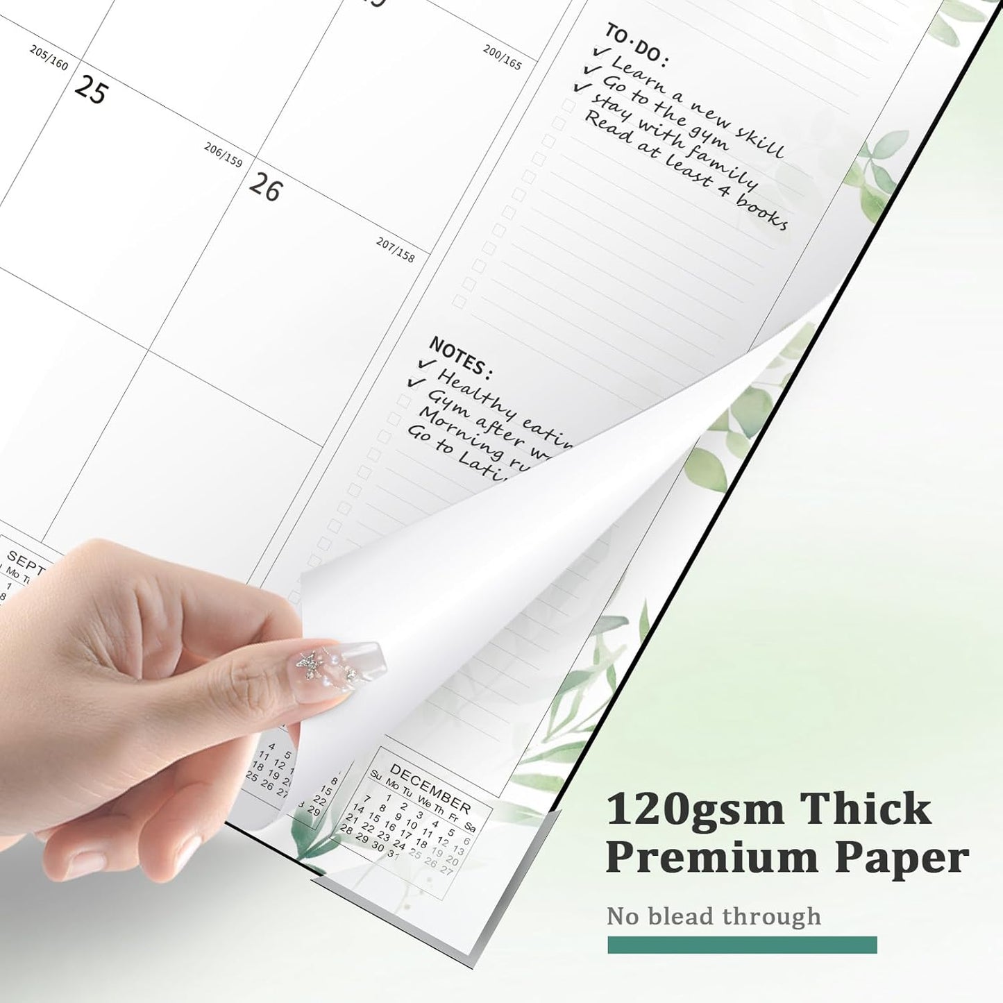 Ospelelf Desk Calendar 2025-2026 Large 22"x17" Monthly Family Planner Pad with Protective Cover 18 Months July 2025 to December 2026 Floral Green