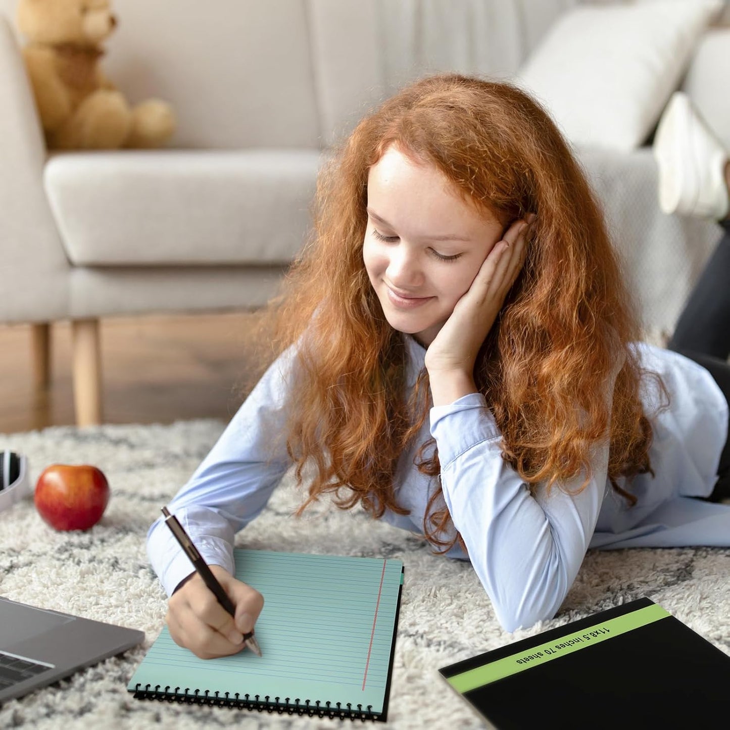 6 Pcs Legal Pad Top Spiral Bound Notebook 70 Sheets Wirebound Notepad Double Sided Ruled Memo Steno Pad with Stiff Back Cover for Business(8.5 x 11 Inches,No Holes,Neutral Color)