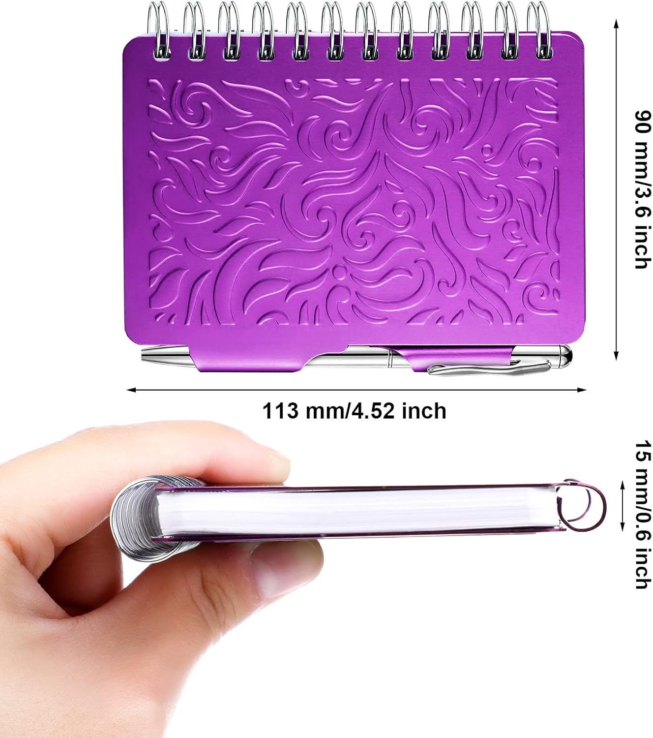 Zonon 2 Pcs Mini Password Book with Alphabetical Tabs Metal Password Keeper Book Portable Organizer Elegant Mandala Pattern Notebook with Pen, Spiral Bound for Information(Black, Purple)