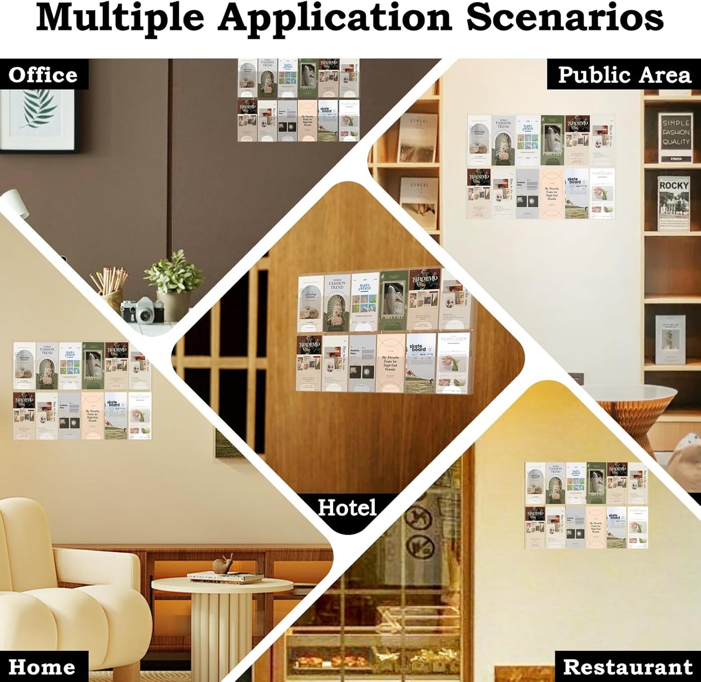 Acrylic Brochure Pamphlet Holder, 12 Pamphlet Holders, Clear Brochure Display Stand Wall Mount, Trifold Flyer Rack, Literature Storage Rack for Home, Offices, Waiting Room