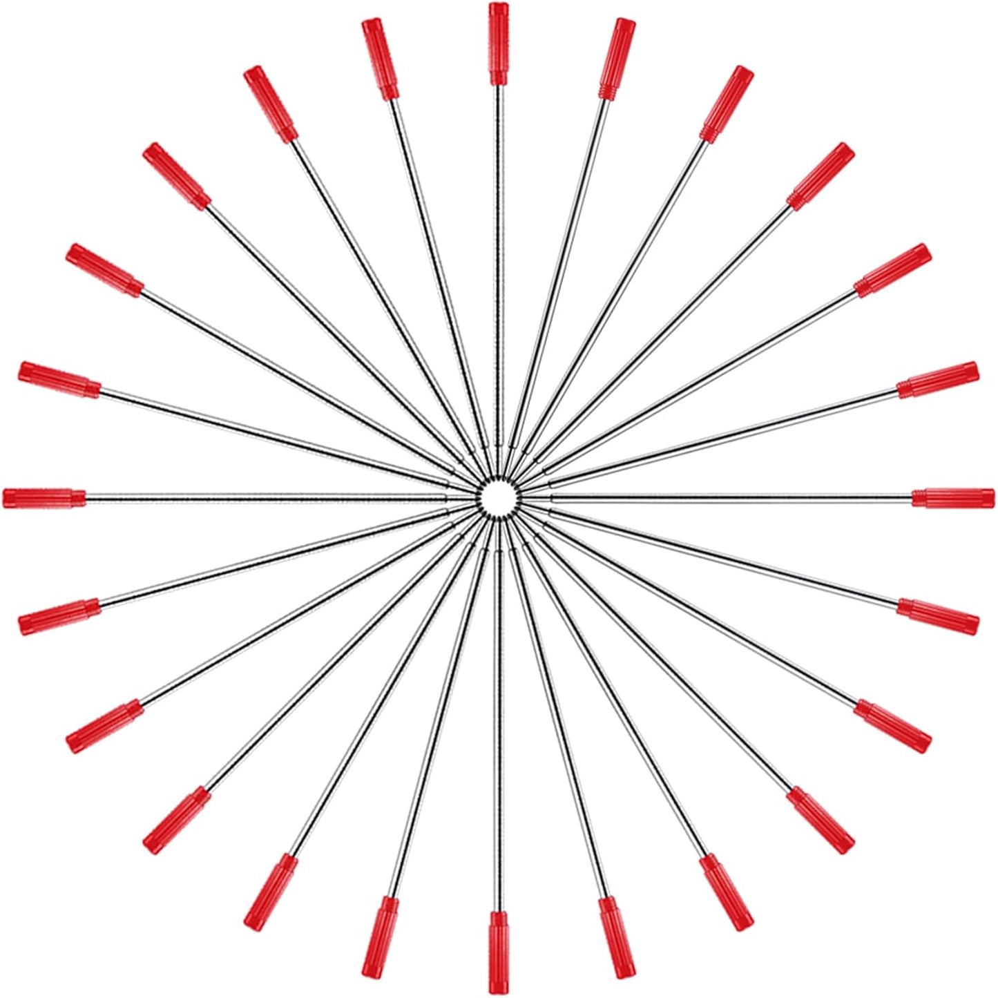 DunBong Red Ink Refill Pack of 5, Replaceable Ballpoint Pen Refills, Medium Point Metal Refill (Red)