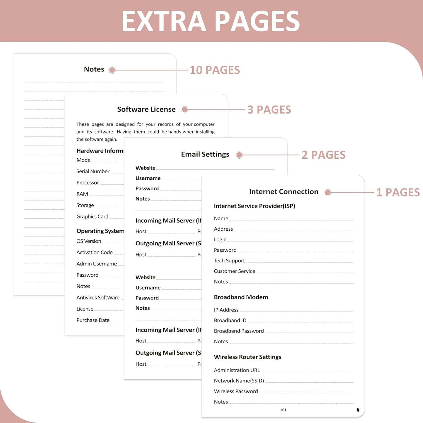 Password Book with Individual Alphabetical Tabs Laminated, Large Print Password Keeper Book for Seniors, A5 Hardcover Internet Password Log Book to Record Website Login Details - Rose Gold