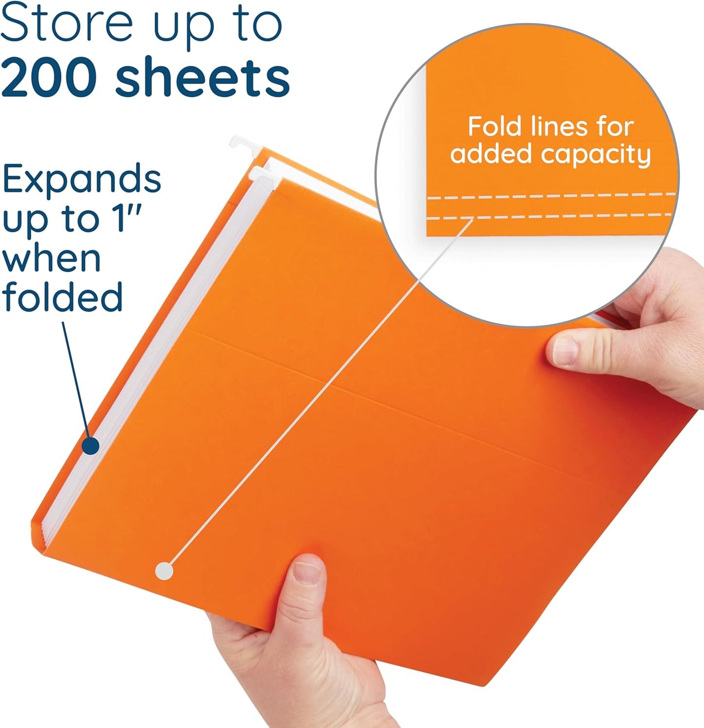 Blue Summit Supplies Hanging File Folders, 25 Reinforced Hang Folders, Designed for Home and Office Color Coded File Organization, Letter Size, Orange, 25 Pack