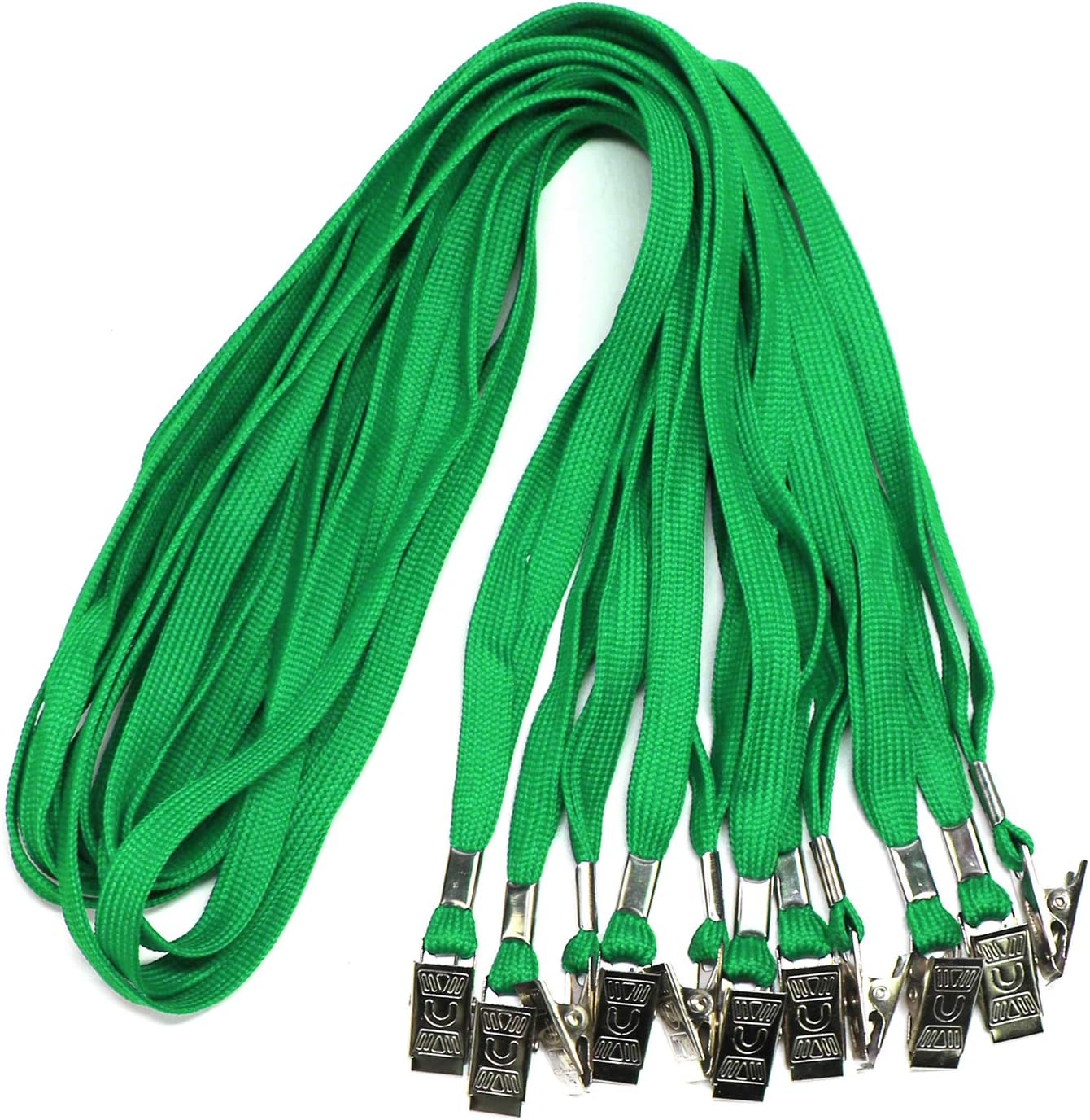 Ollain Badge Lanyards Neck Bulk Cruise Lanyards Lanyard with Clip for ID Card Name Tags Badge Holders (Green, 100 Pack)