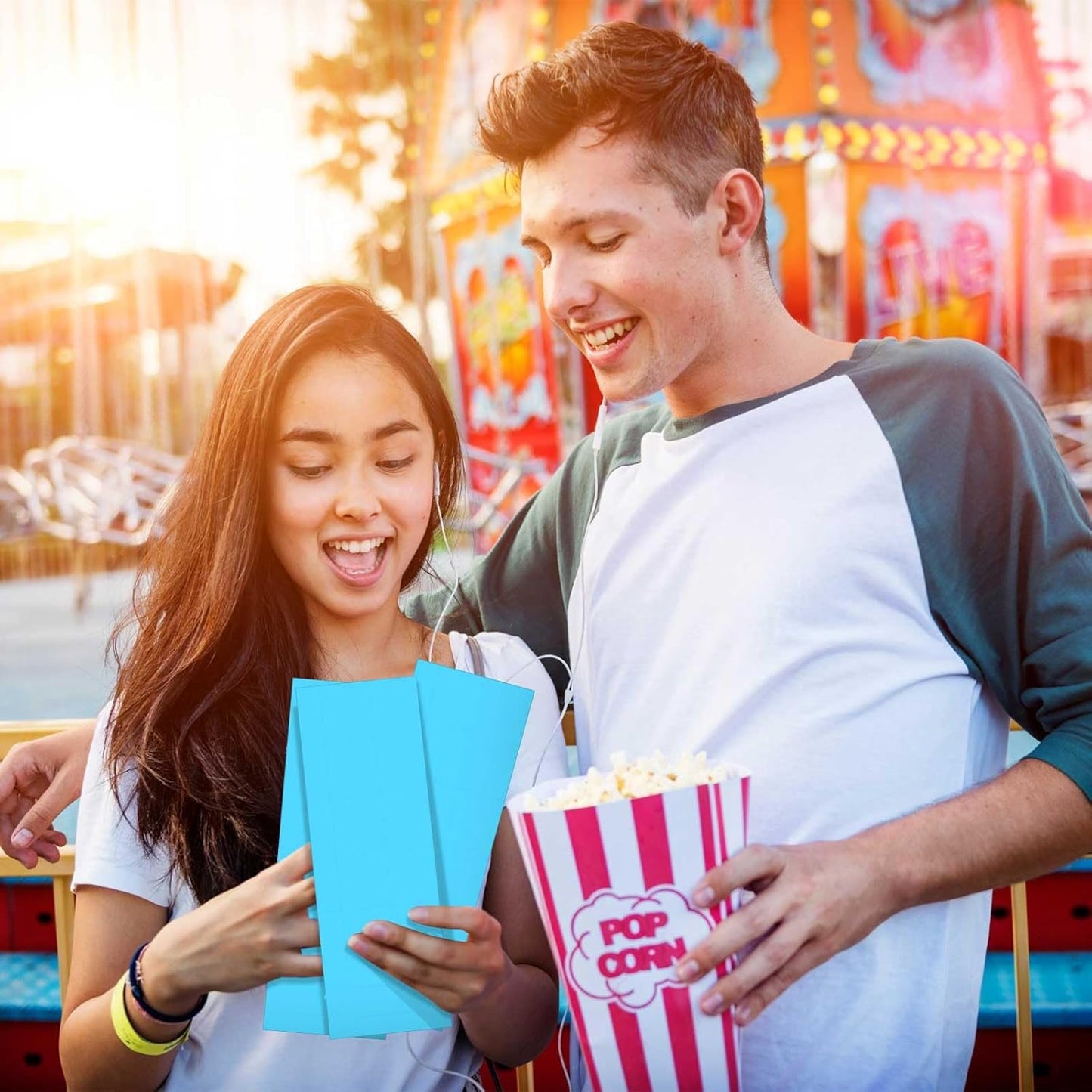 Kosiz 2000 Sheets Raffle Ticket 25 Bid Chinese Auction Tickets Tricky Tray Basket Raffle Sheets for Back to School Class Rewards Carnival Door Prizes Events(Red, Orange, Lake Blue)