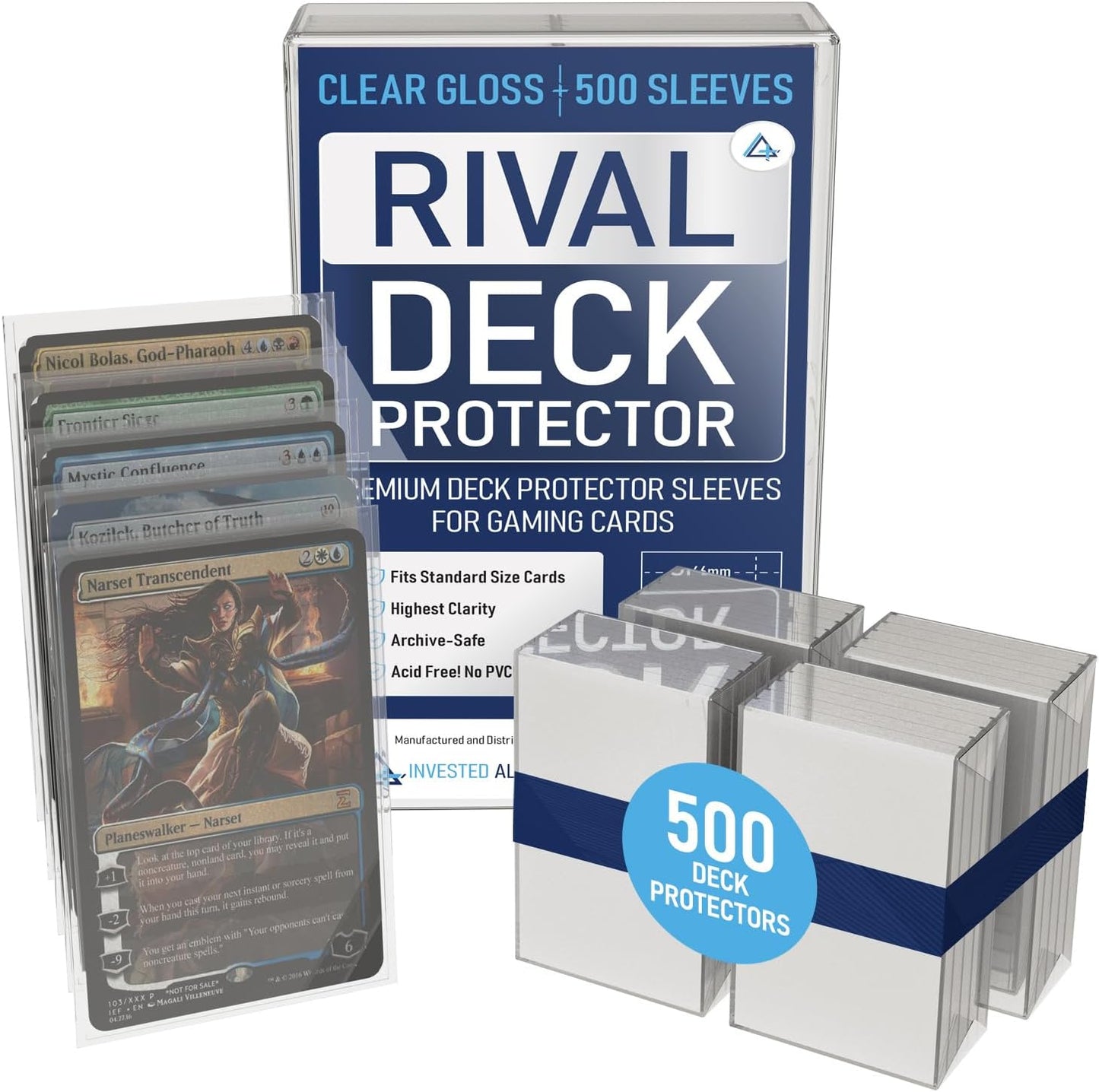Premium Rival Clear Gloss Deck Protectors | MTG Card Sleeves Clear, Magic Cards Sleeve, Bulk Sports/TCG Card Sleeves, MTG Game Sleeve, Ultra Extra Thick Magic Protector, Commander Shield.