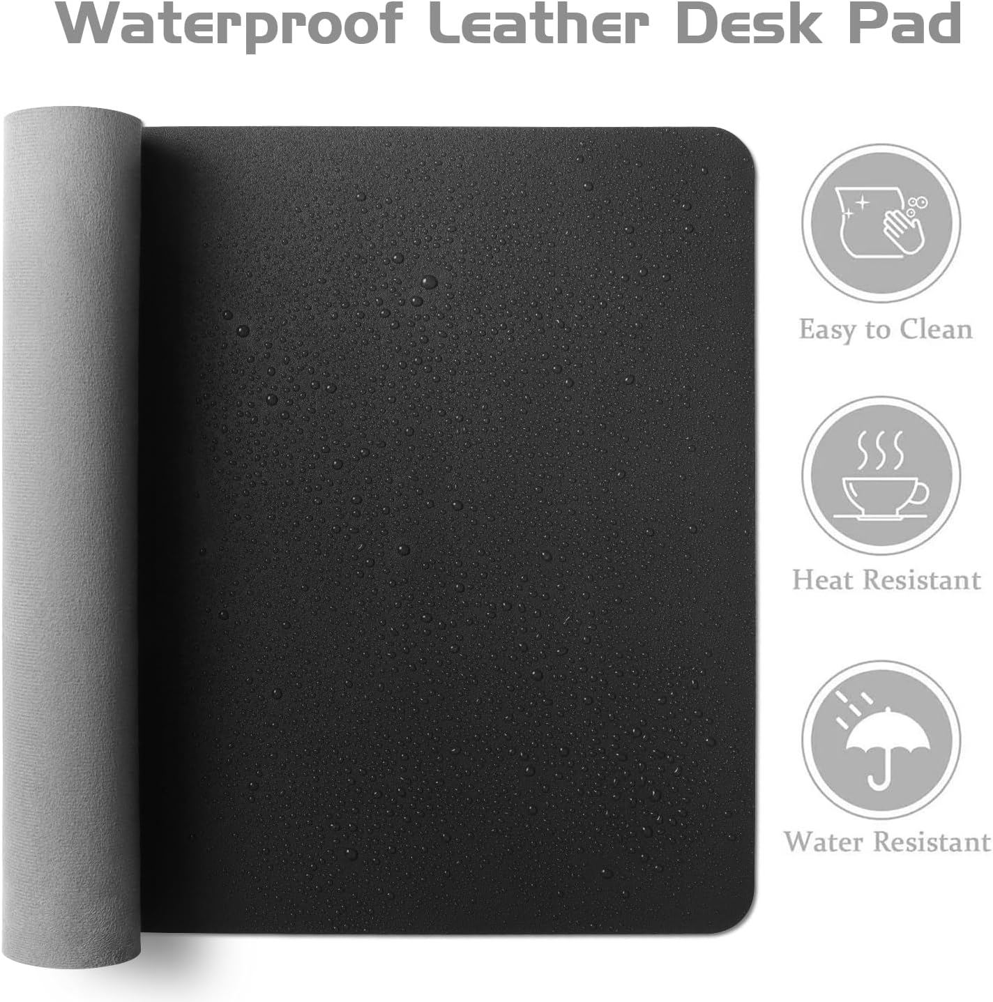 Aothia Leather Desk Pad Protector - Large Mouse Pad, Office Desk Mat, Non-Slip PU Leather Desk Blotter, Laptop Desk Pad, Waterproof Desk Writing Pad for Office and Home (Black, 38" x 13.7")
