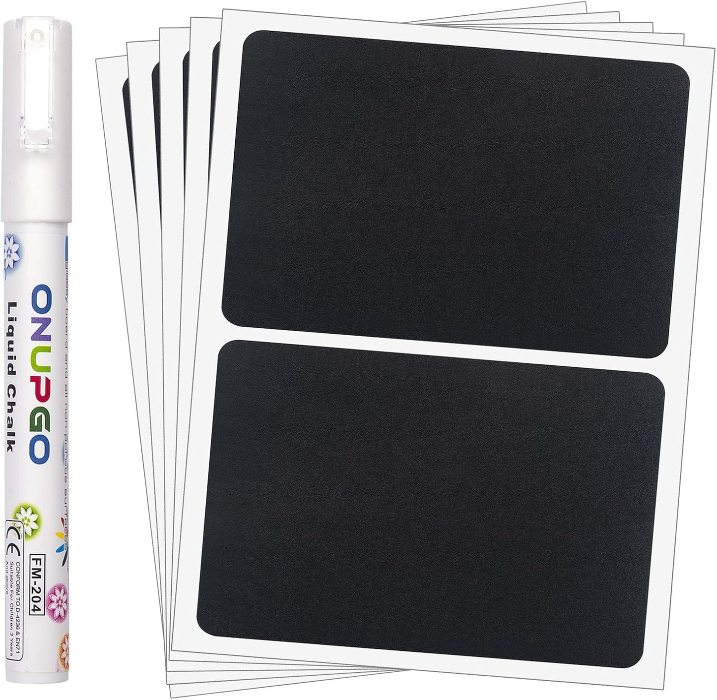 ONUPGO Chalkboard Pantry Labels - 48 Pack Large Stickers for Big Bins Boxes, Food Labeling, Waterproof Kitchen Pantry Names for Containers and Jars