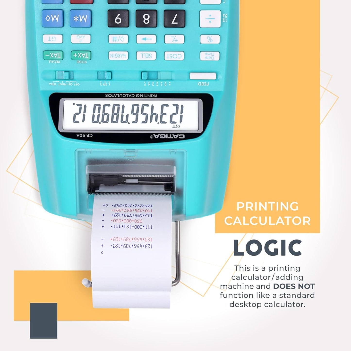 CATIGA New & Upgraded 2025 Printing Calculator Adding Machine 10 Key, Desktop Home Office Calculator with Paper Roll Print Out, Accounting Business Finance