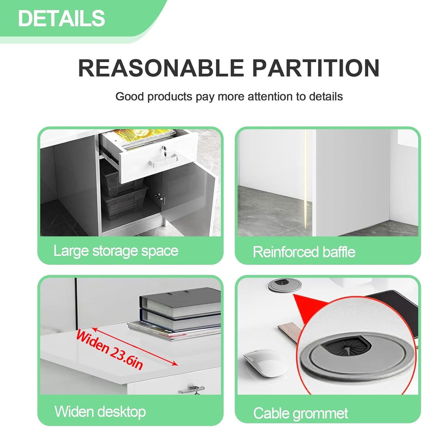 Modern Reception Desk with Counter and Drawer Office Front Desk with Cabinet Wooden Commercial Reception Table Checkout Counter for Retail Salon Lobby Black and White Left 79inch/200cm