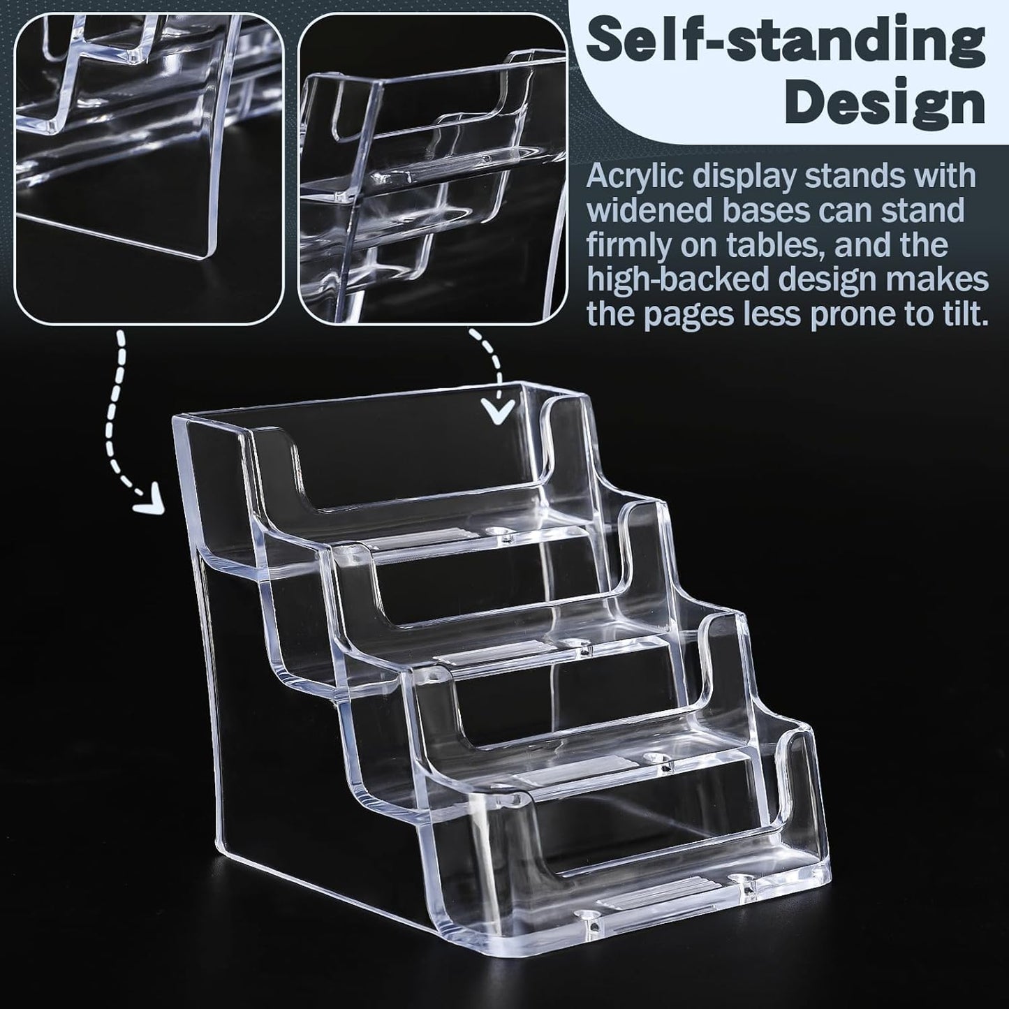 Acrylic Business Card Holder for Desk,4-Tier Clear Plastic Display Stand with 4 Pockets,ldeal for Office & Workspace Organization,2 Pack