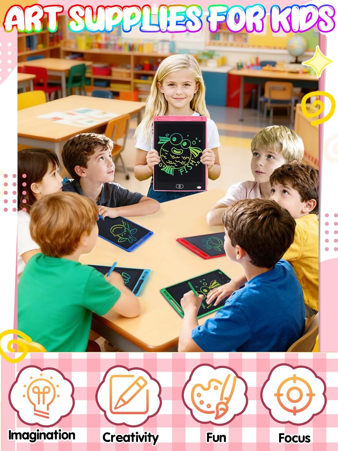 LCD Writing Tablet for Kids Party Favors Bulk - 24 Pack 8.5in Colorful Doodle Board, Erasable Drawing Pad for Goodie Bags Stuffers Birthday Gifts, Learning Travel Toys for Girls Boys Aged 3 4 5 6 7 8
