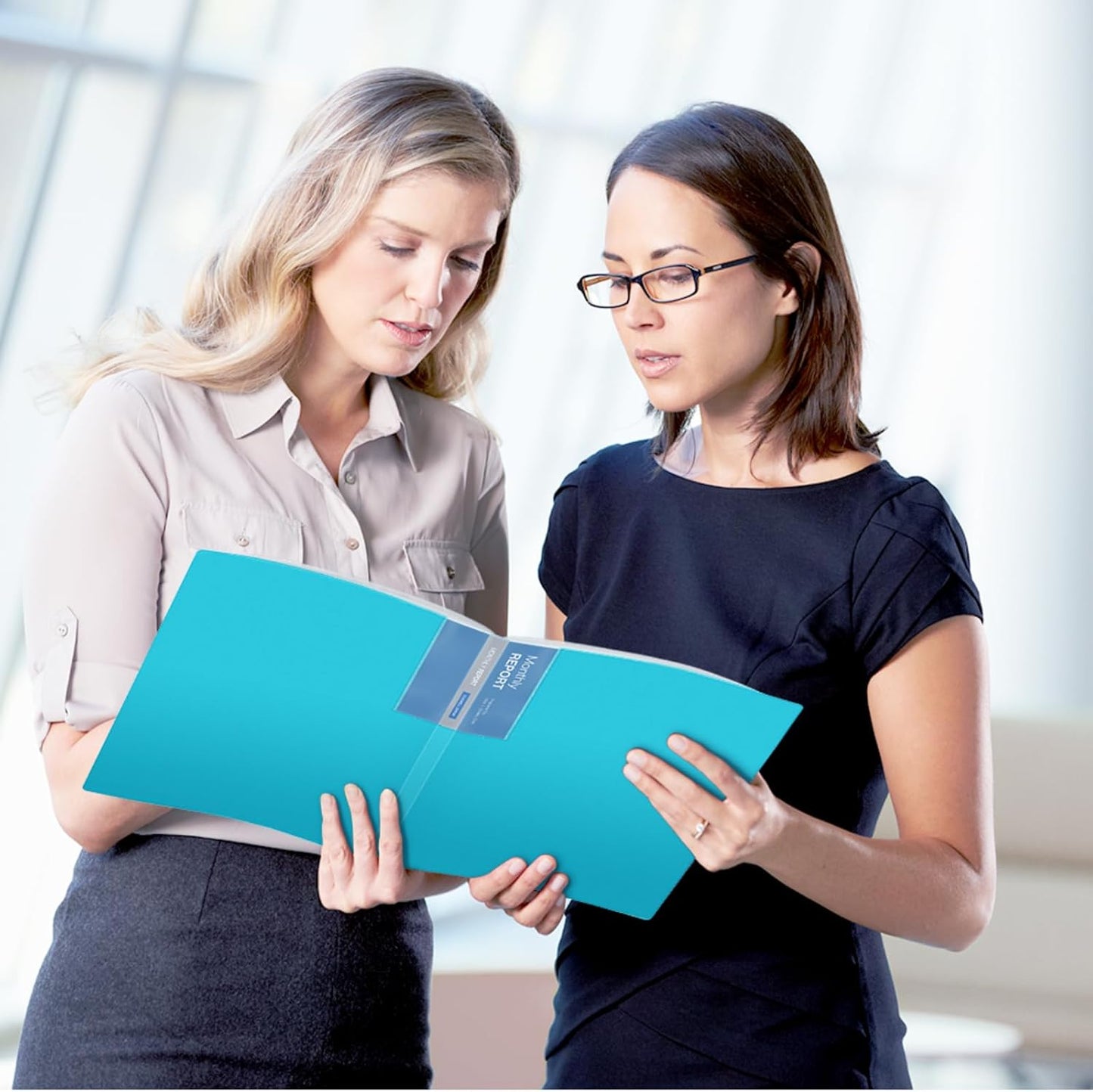 Dunwell 9x12 Presentation Binder with Clear Plastic Sleeves (Aqua), Folder for Artwork, 24 Pockets Display 48 Pages of 9 x 12 or A4 Size Documents, Kids Art, Keepsakes, Acid-Free Poly Portfolio Binder