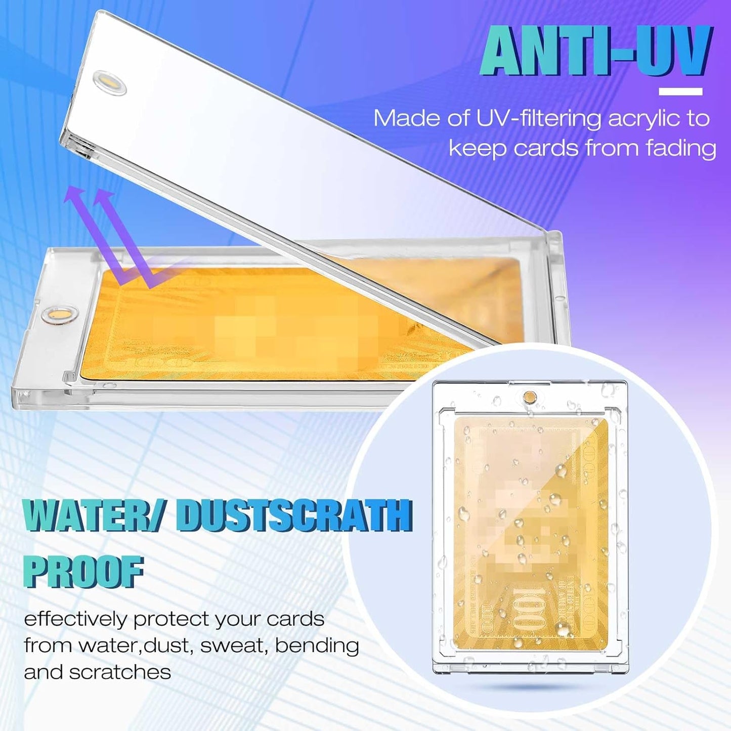 SATINIOR 200 Pcs 100 Pt Magnetic Card Holder, Holder Case Clear Protectors for Thick Baseball Football Hockey Cards