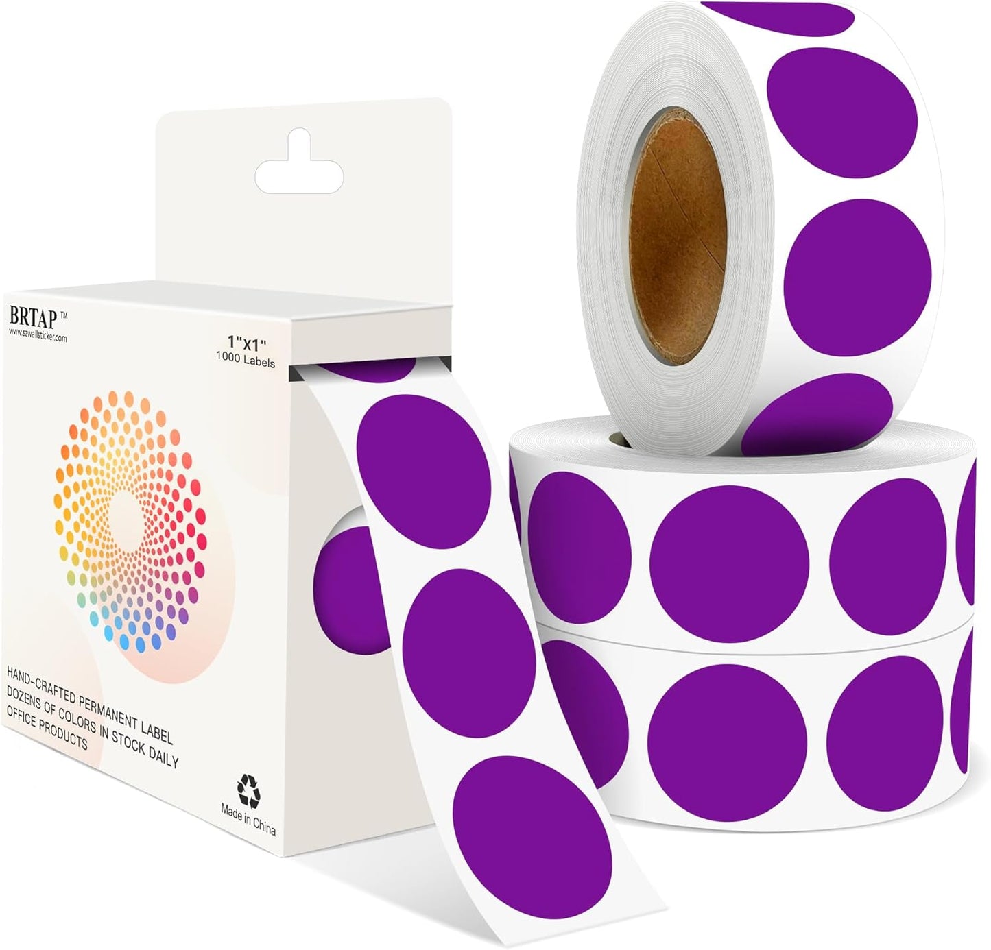 Purple 1 Inch Round Color Coding Labels with 4000 Dots, 4 Rolls - Bright Color Dot Stickers for File Folders, Inventory System - Highly Visible