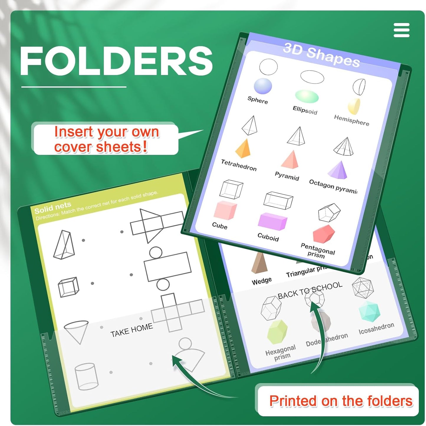 Henoyso 24 Pcs Folders Take Home Heavy Duty 2 Pocket Homework Folders with Clear Front Pockets for Elementary Students Parent Teacher Communication (Dark Green)