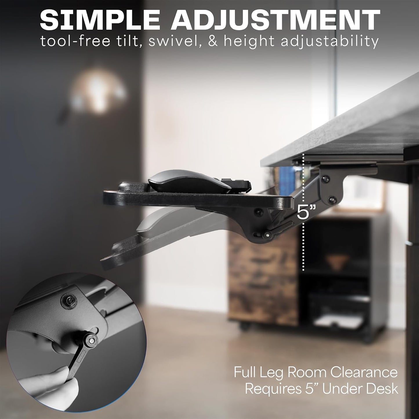 VIVO Adjustable Computer Keyboard & Mouse Platform Tray Ergonomic Under Table Desk Mount Drawer Underdesk Shelf (MOUNT-KB03B)