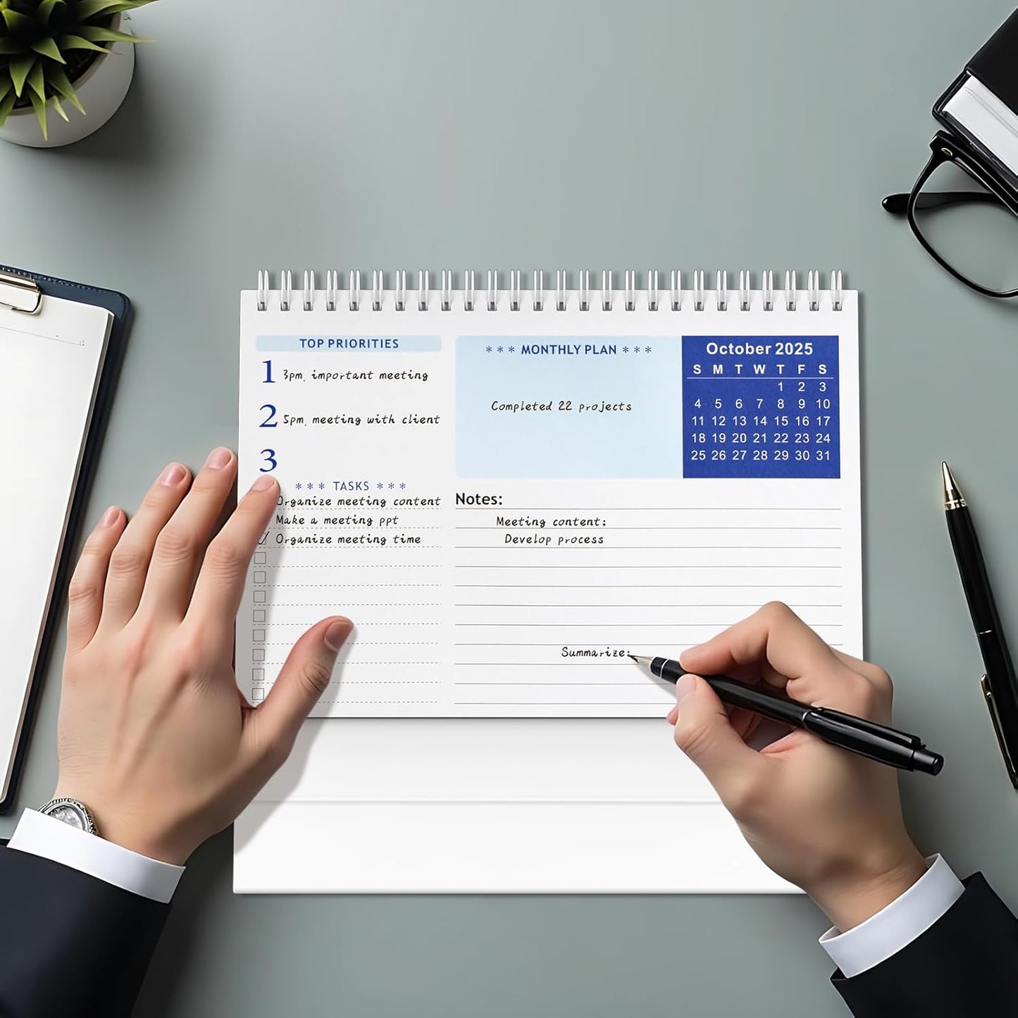 2025 Desk Calendar, from Jul 2025-Jun 2026, 12 Months Desktop Calendar, Holiday Reminders, Daily Square and Lines, Easy to Organizing and Planning for Home and Office