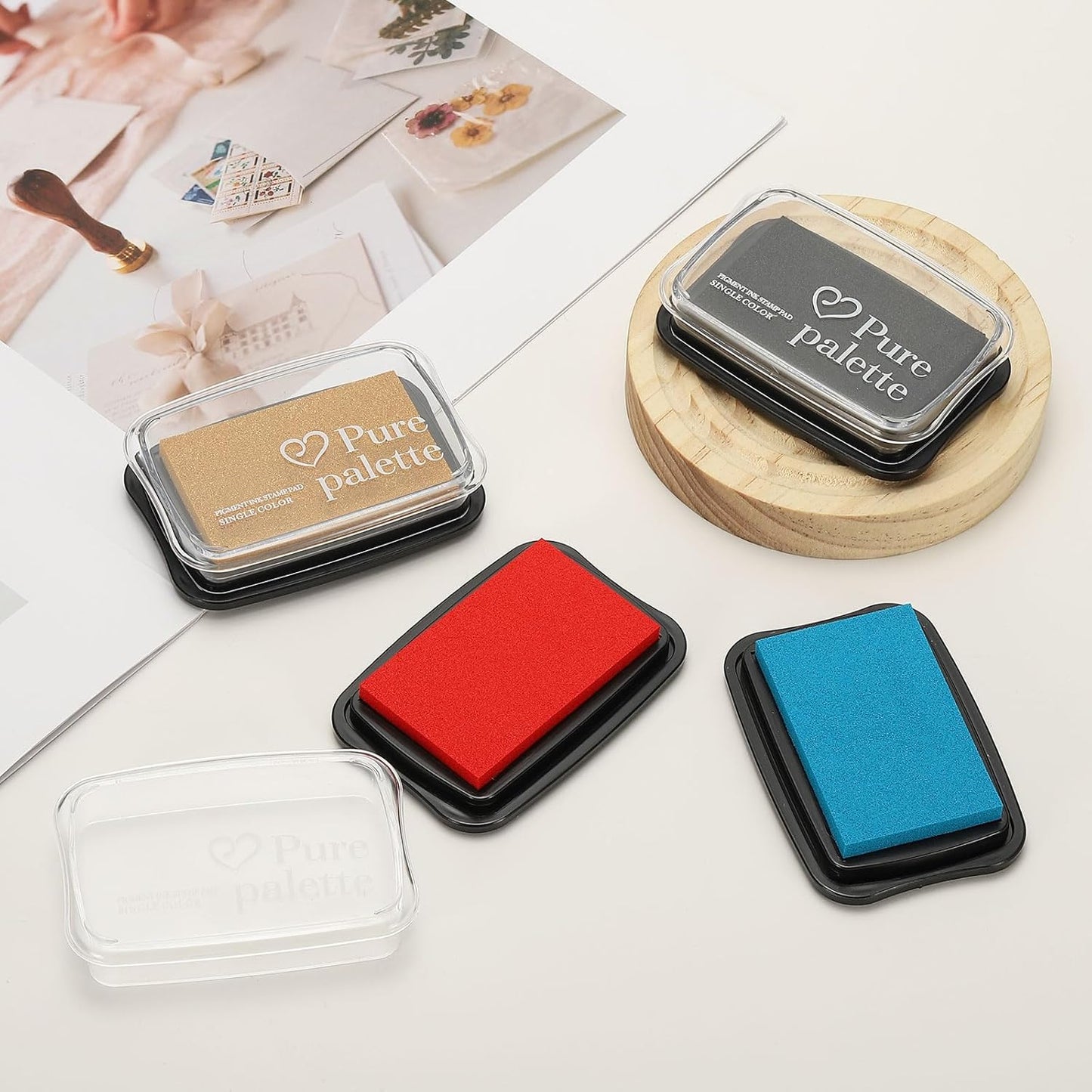 PATIKIL 3"x2" Large Stamp Pad, 2Pcs Washable Craft Ink Pad for Rubber Stamp Card Making Stamping Scrapbook Fingerprint Handprint, Gray/Black