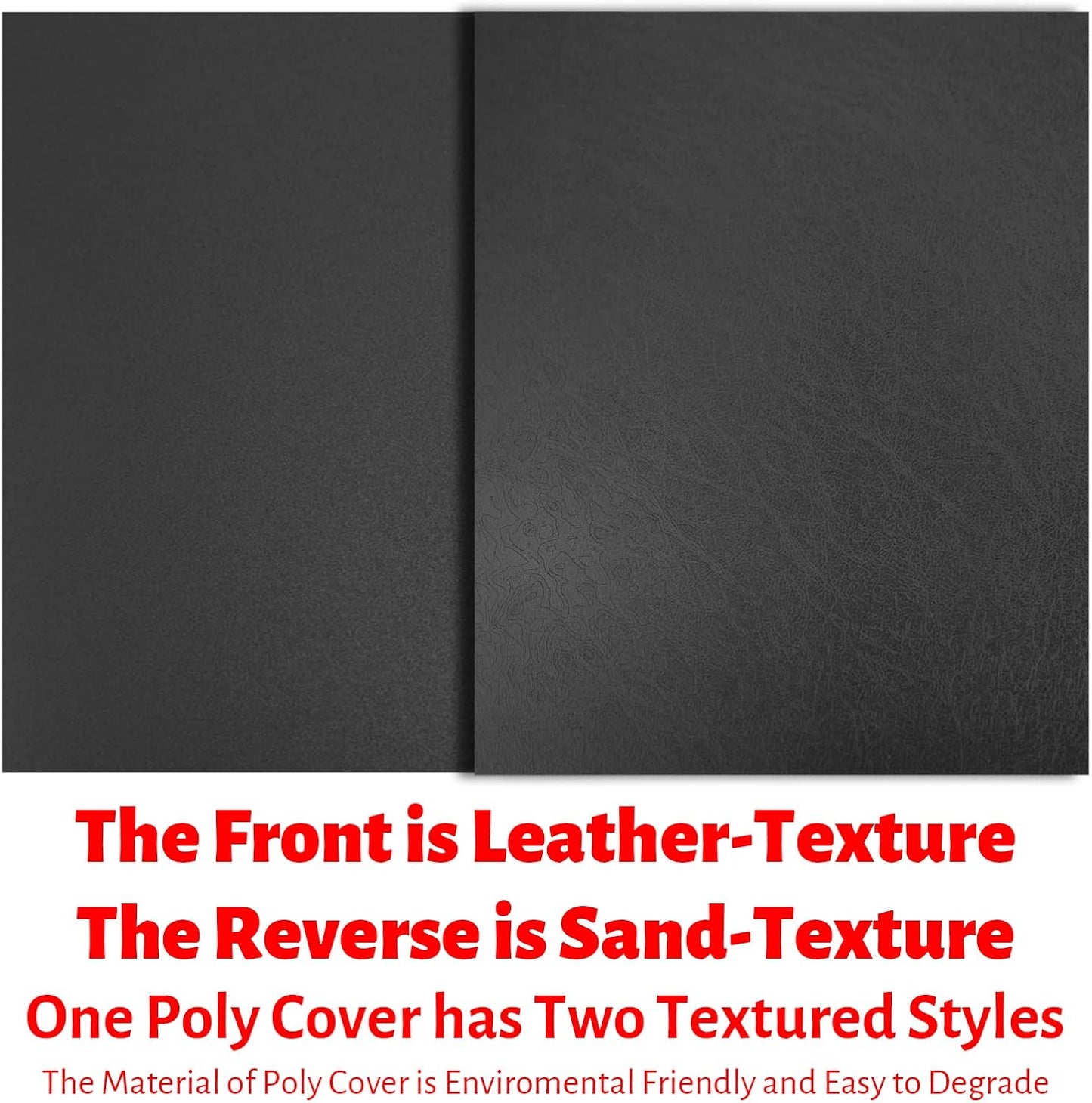 Binditek 100 Pack 16 Mil Leather-Textured Heavyduty Polycovers, Plastic Binding Presentation Covers, Letter Size, 8-1/2 x 11", Square Corners, Un-Punched, Black