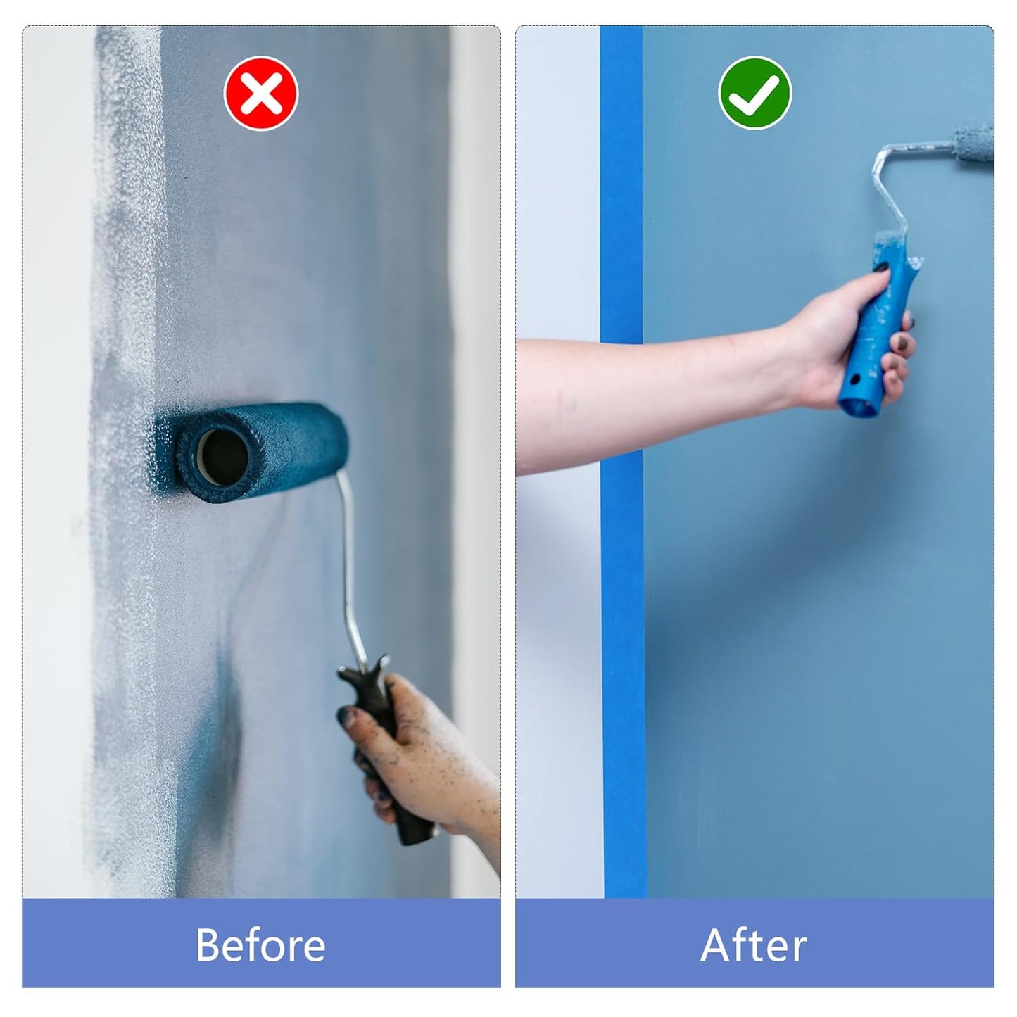 2 Roll Painters Tape 1.89In × 55Yard Blue Painters Tape Bulk Multi-Surface Blue Masking Tape for Wall Painting Edge Treatment DIY Crafts