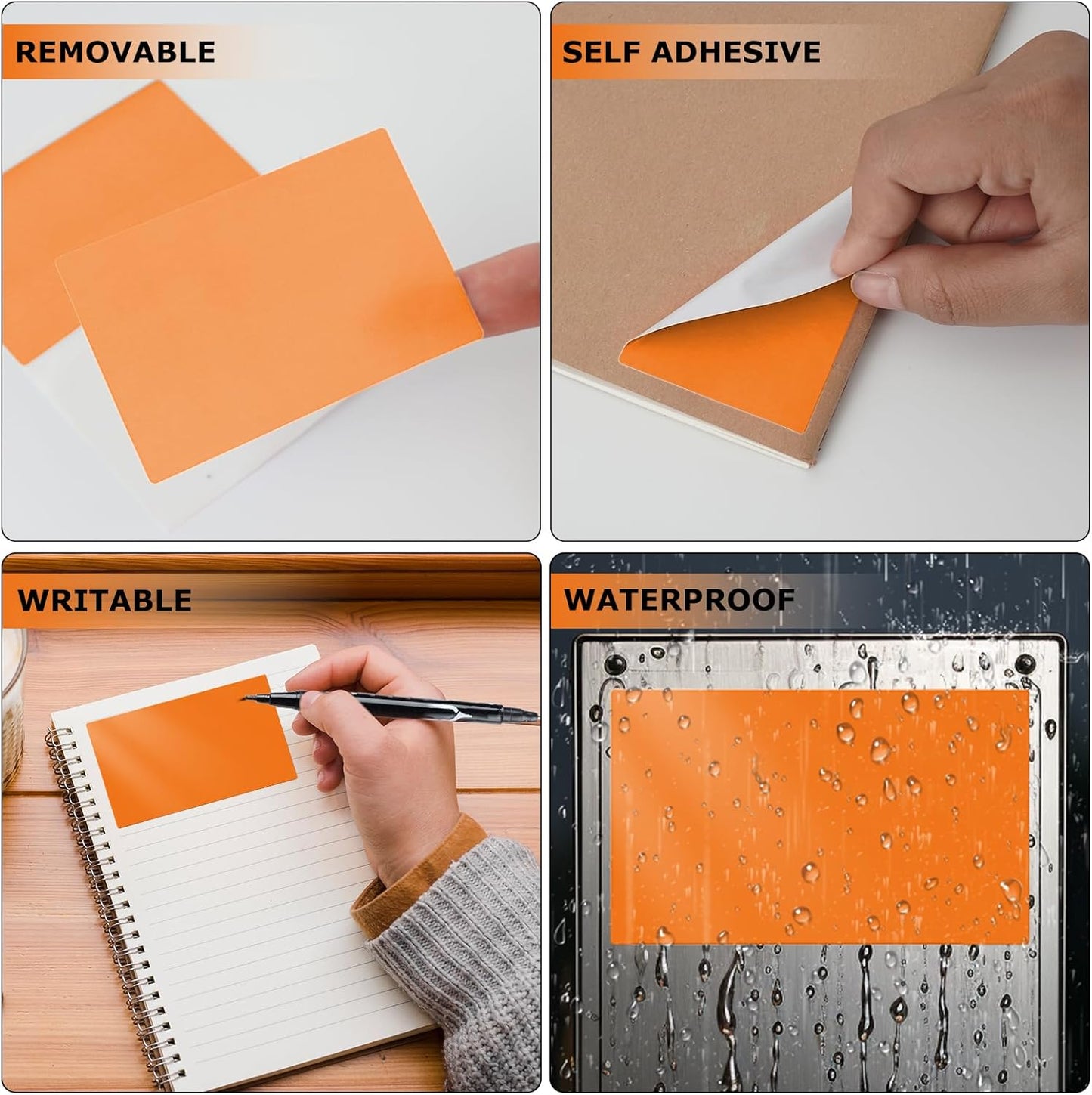 Orange Color Coding Labels 3 × 2 Inches Self-Adhesive Rectangle Stickers Waterproof Name Tags for Office School Home 40 PCS