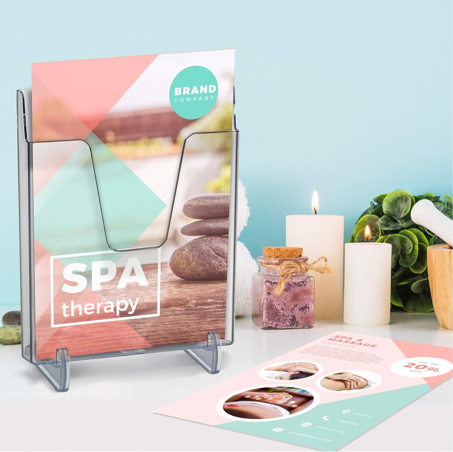 Acrimet Pocket File Holder Vertical Design Brochure Display (for Wall Mount or Countertop Use) (Removable Supports Included) (Letter Size) (Clear Crystal Color)