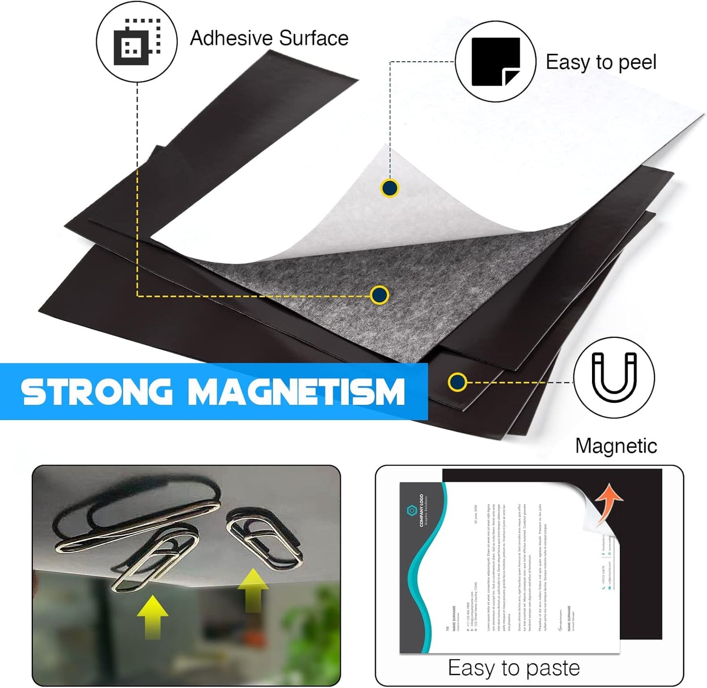 8.5X11 Inches Adhesive Magnet Sheets for Letter Size (Bulk 80 Pieces),Magnetic Sheets with Self-Stick Adhesive for Classroom/School