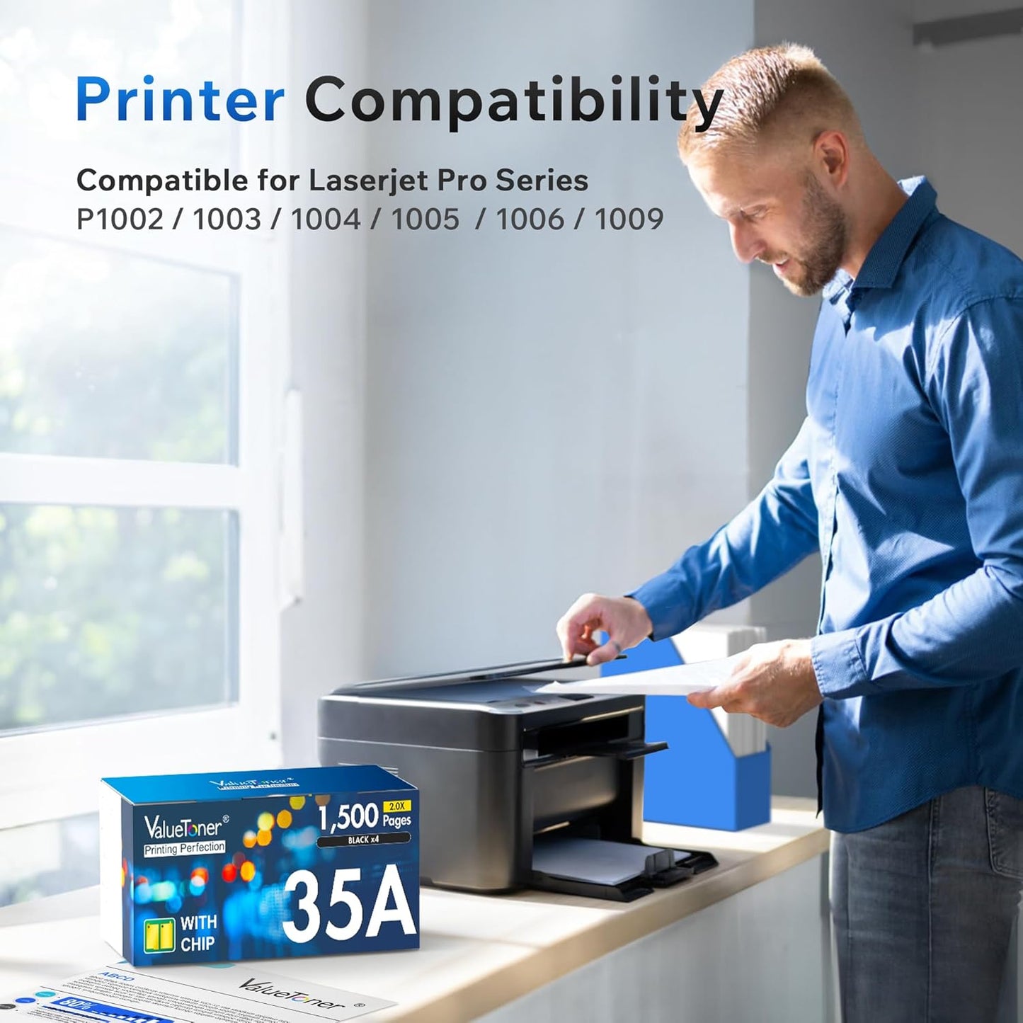 Valuetoner Compatible Toner Cartridge Replacement for HP 35A CB435A for P1006, P1009, P1002, P1003, P1004, P1005 Laser Printer (Black, 4 Pack)