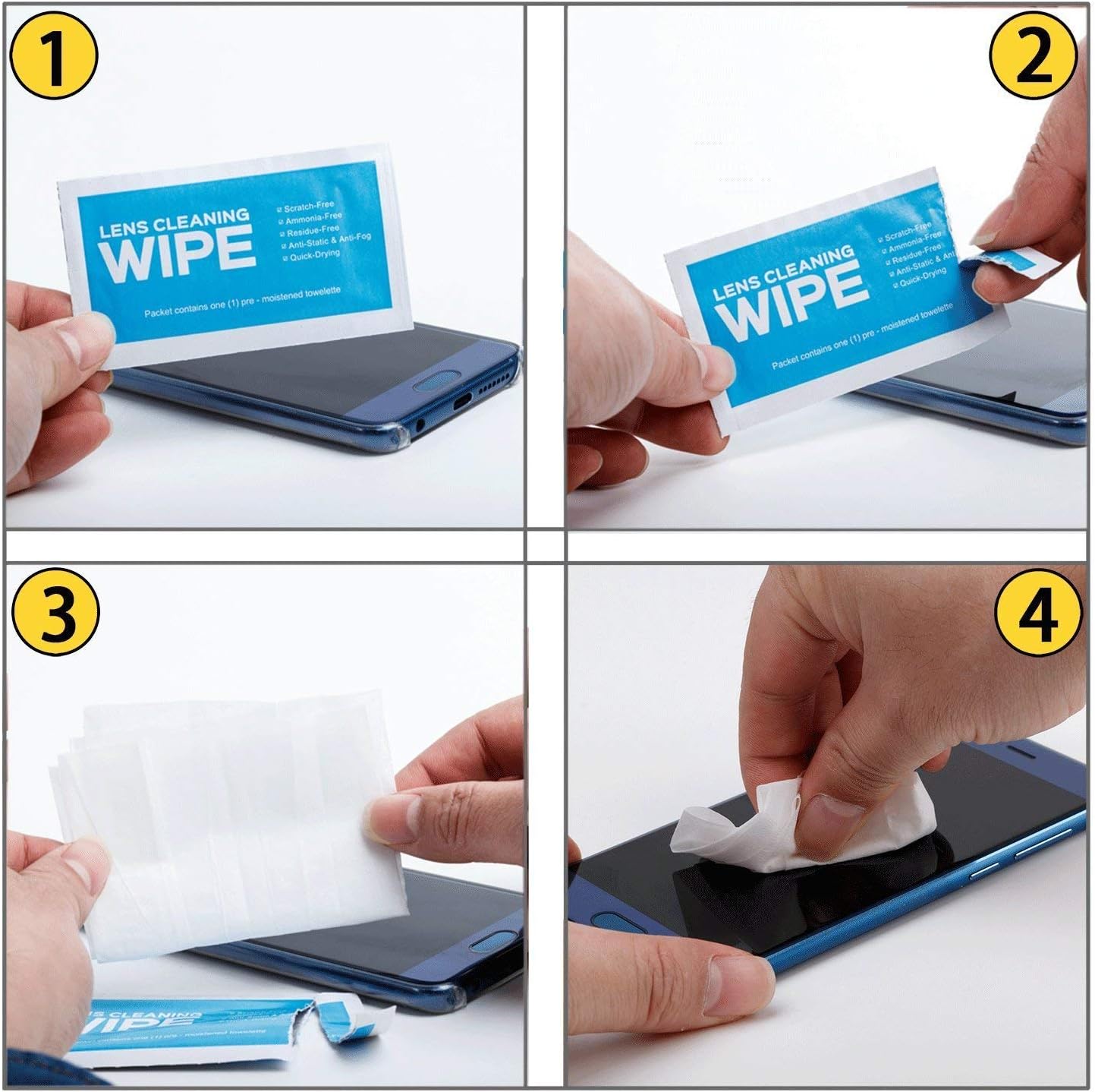 Monitor Wipes - Pre-Moistened Electronic Wipes, Surface Cleaning for Computers, Cell Phones, Sunglasses, LCD Screens, Monitor - Quick Drying, Streak-Free, Ammonia-Free - Screen Wipes