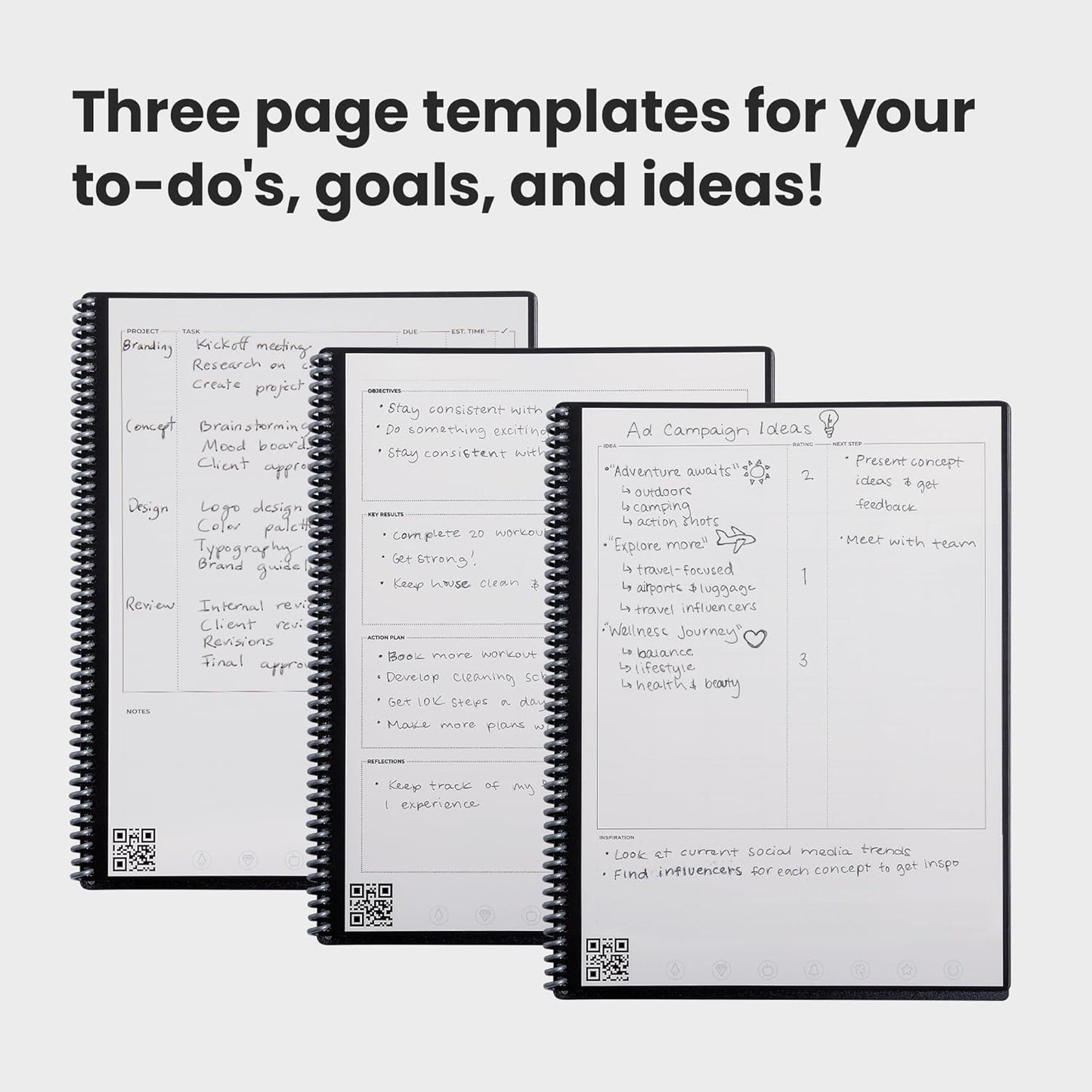 Rocketbook Fusion Reusable Undated Productivity Planner, Letter Size 8.5x11, Maroon - Goals, Monthly and Weekly Calendar, Daily To-do List, Lined and Dotted Notes Pages