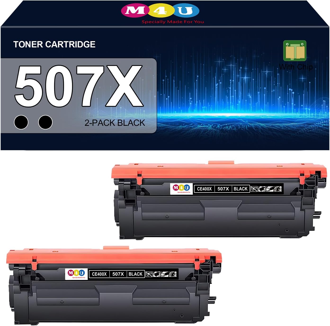 507X 507A High Yield Toner Cartridges CE400X CE400A(Black) Remanufactured Compatible with 507X 507A for Enterprise M551n M551dn M551xh M570dw M570dn M575c M575dn M575f(2 Pack, Black)