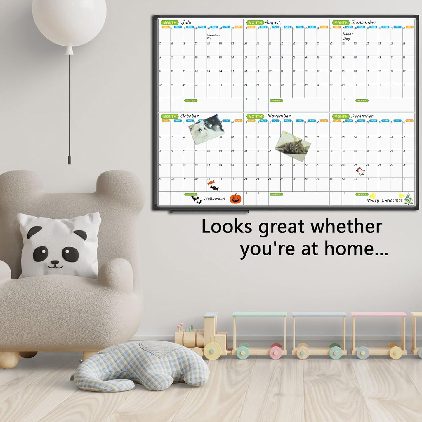 JILoffice Magnetic Dry Erase Calendar Whiteboard, 6 Months White Board Planner 48 X 36 Inch, Black Aluminum Frame Wall Mounted Board for Office Home and School