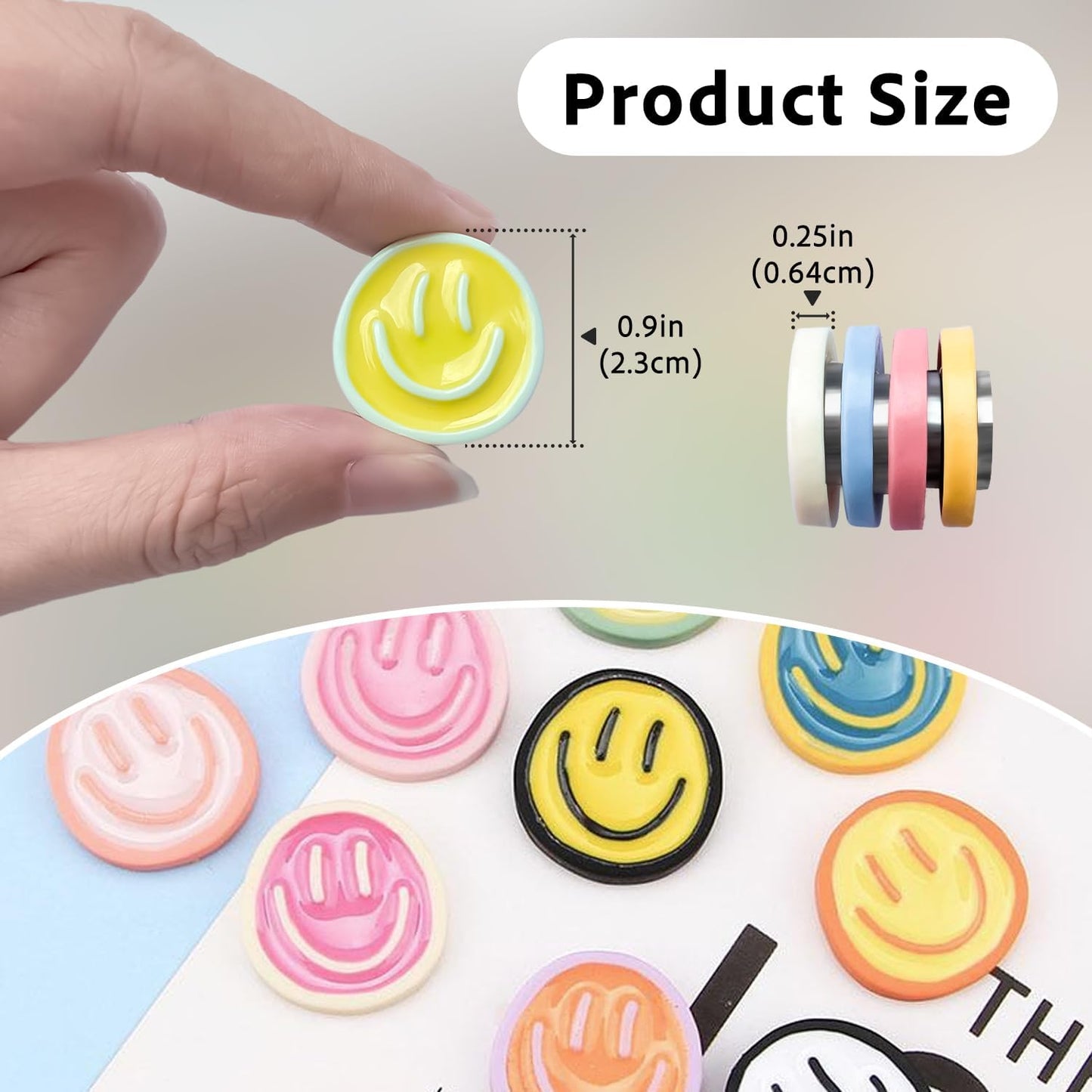 Qualsen 12 Pcs Cute Fridge Magnets, Fun Colorful Decorative Smiley Face Magnet for Lockers, Whiteboard, Offices, Schools and Homes, Locker Magnets for Girls